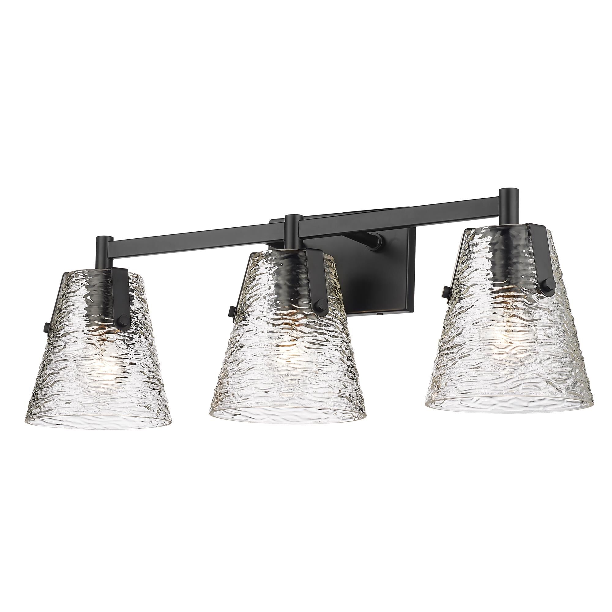 Shown in Matte Black finish and Clear Ribbed glass