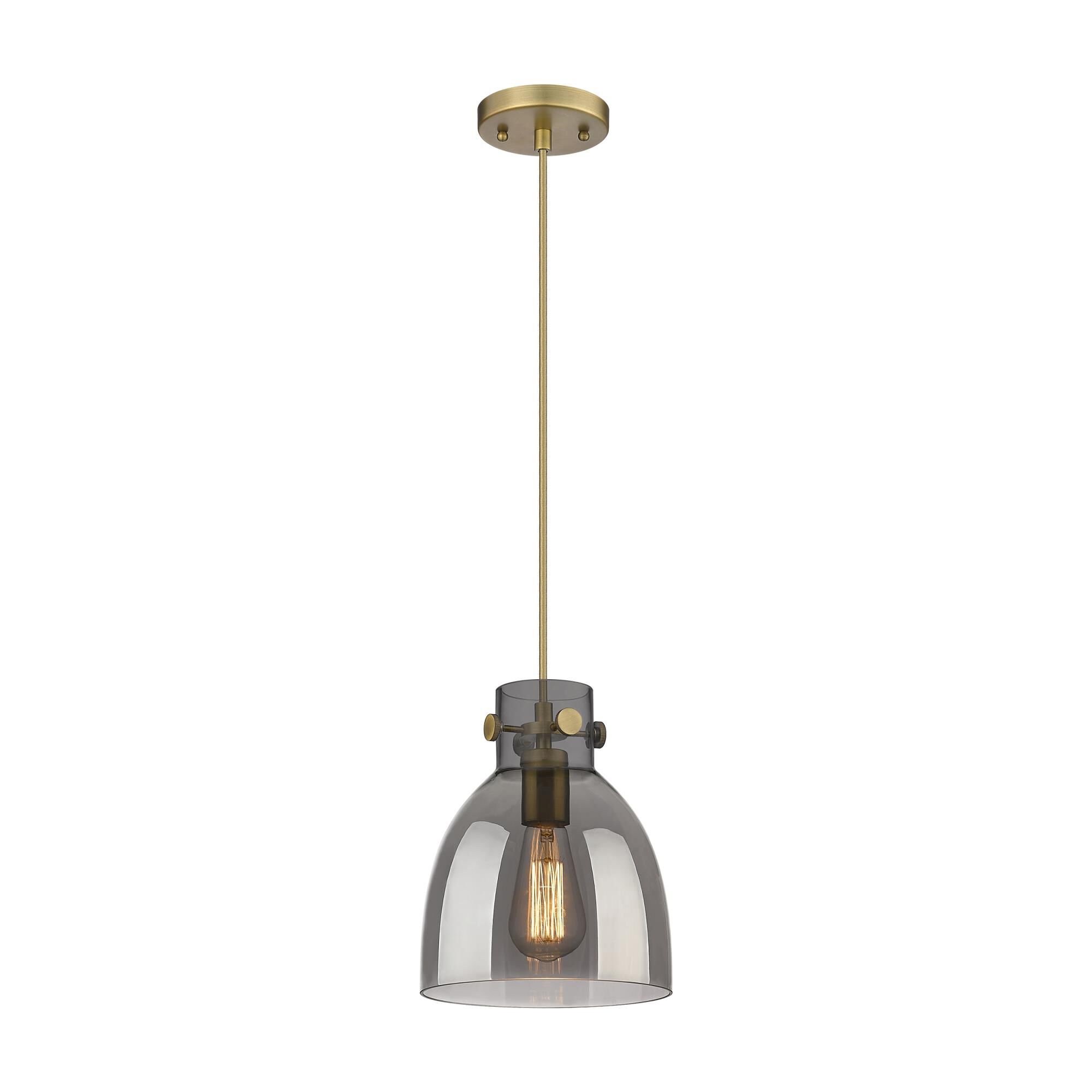 Shown in Brushed Brass finish and Plated Smoke glass