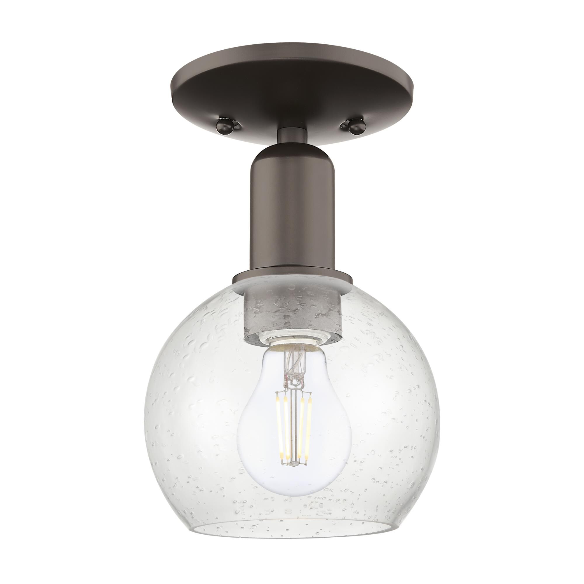 Shown in Oil Rubbed Bronze finish and Seedy glass