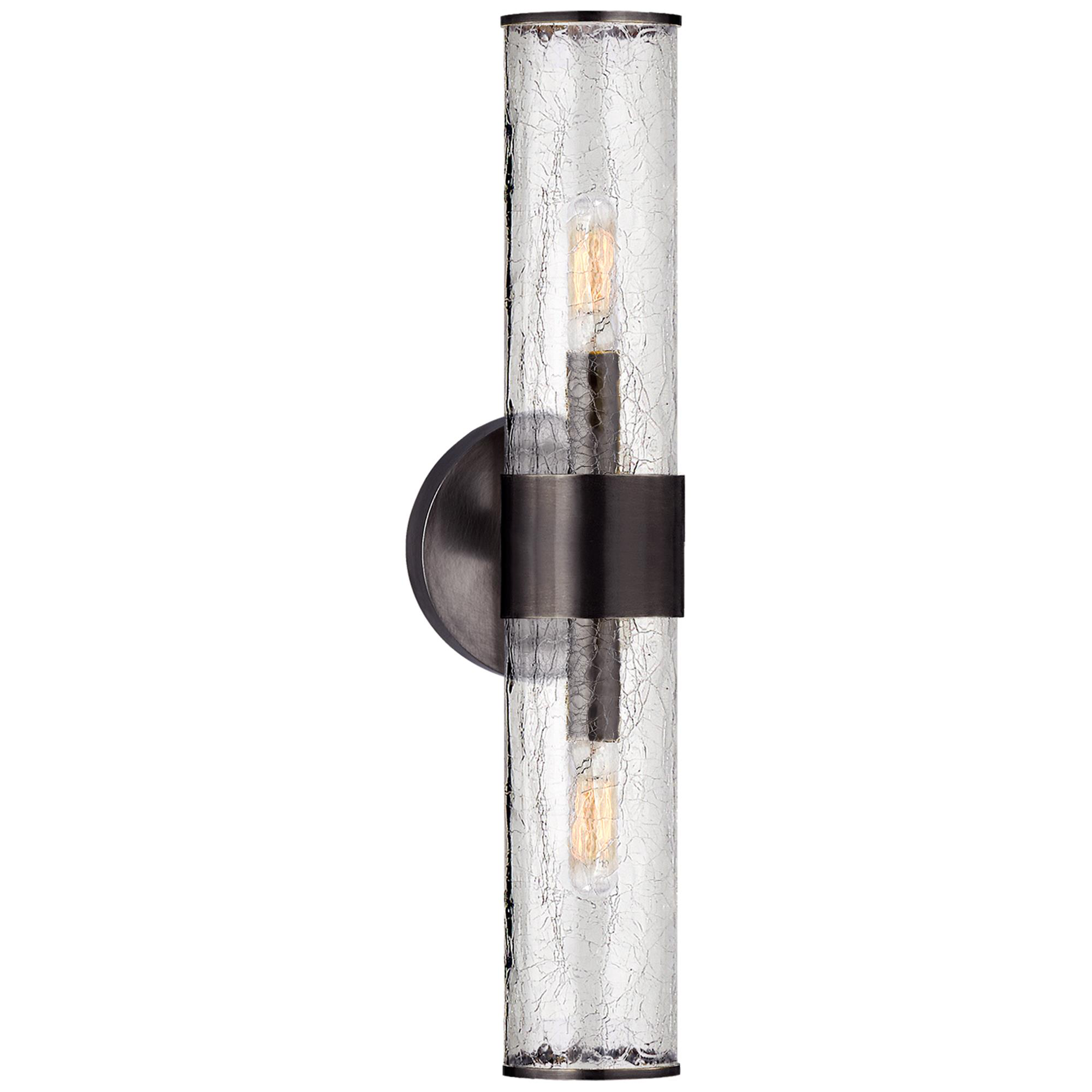 Shown in Bronze finish and Crackle glass