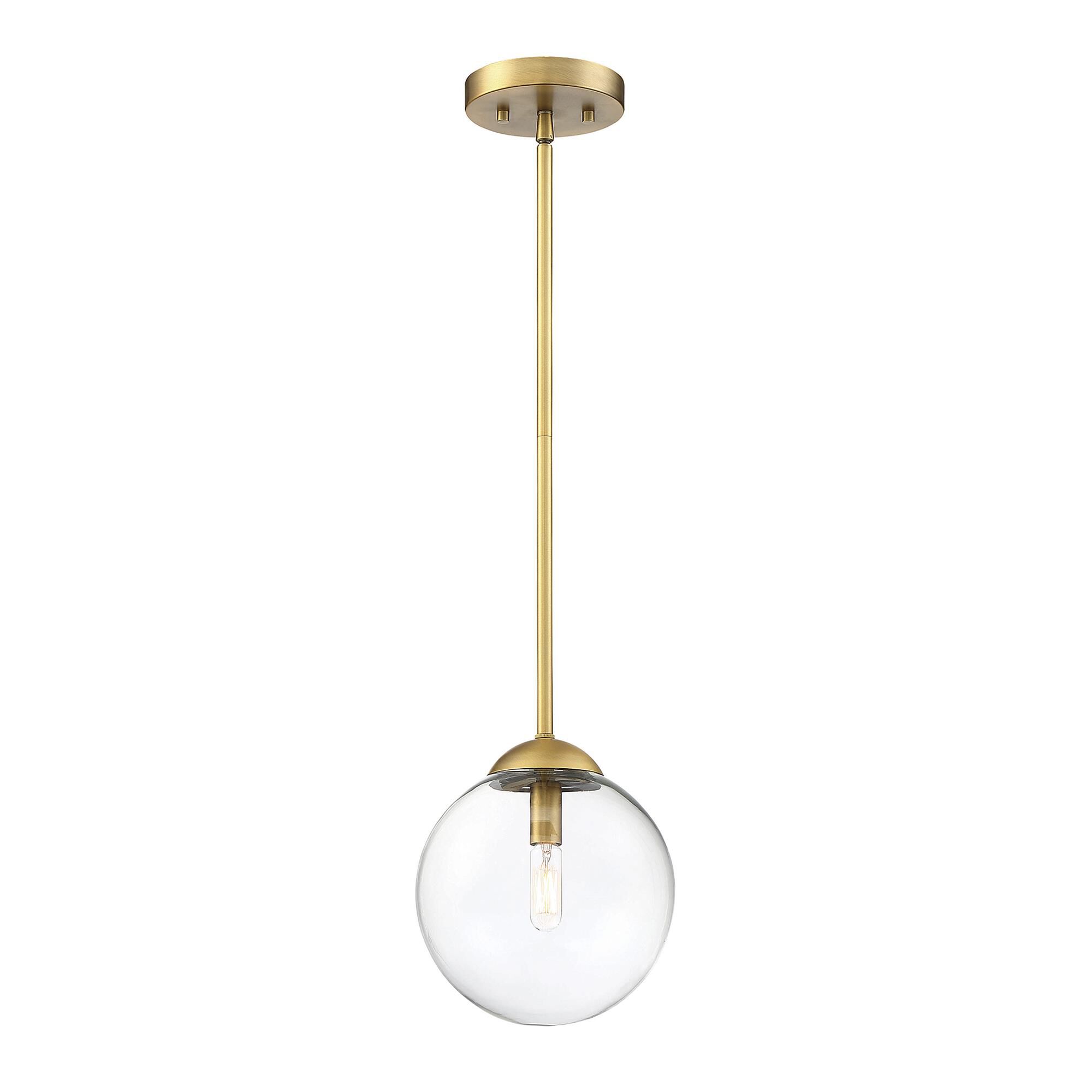 Shown in Natural Brass finish and Clear glass