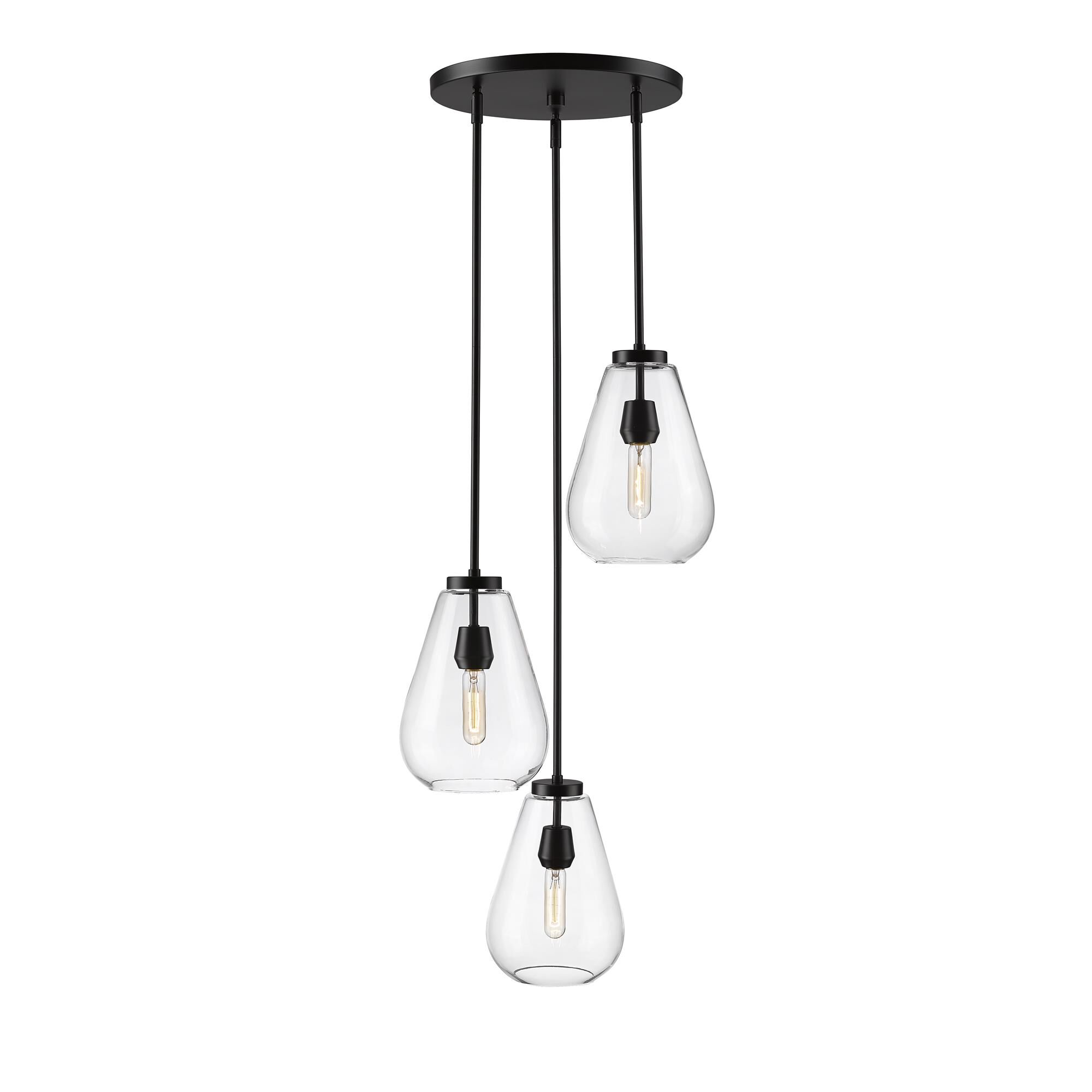 Shown in Matte Black finish and Clear glass and Clear shade