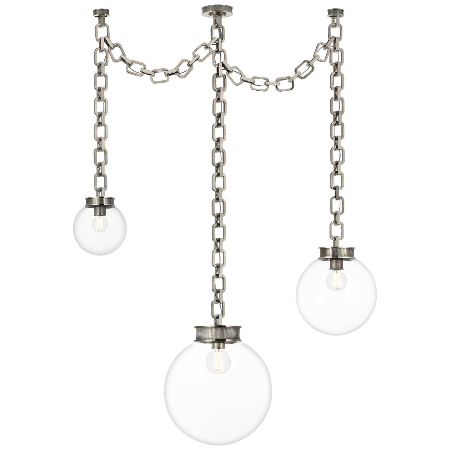 Shown in Pewter finish and Clear glass