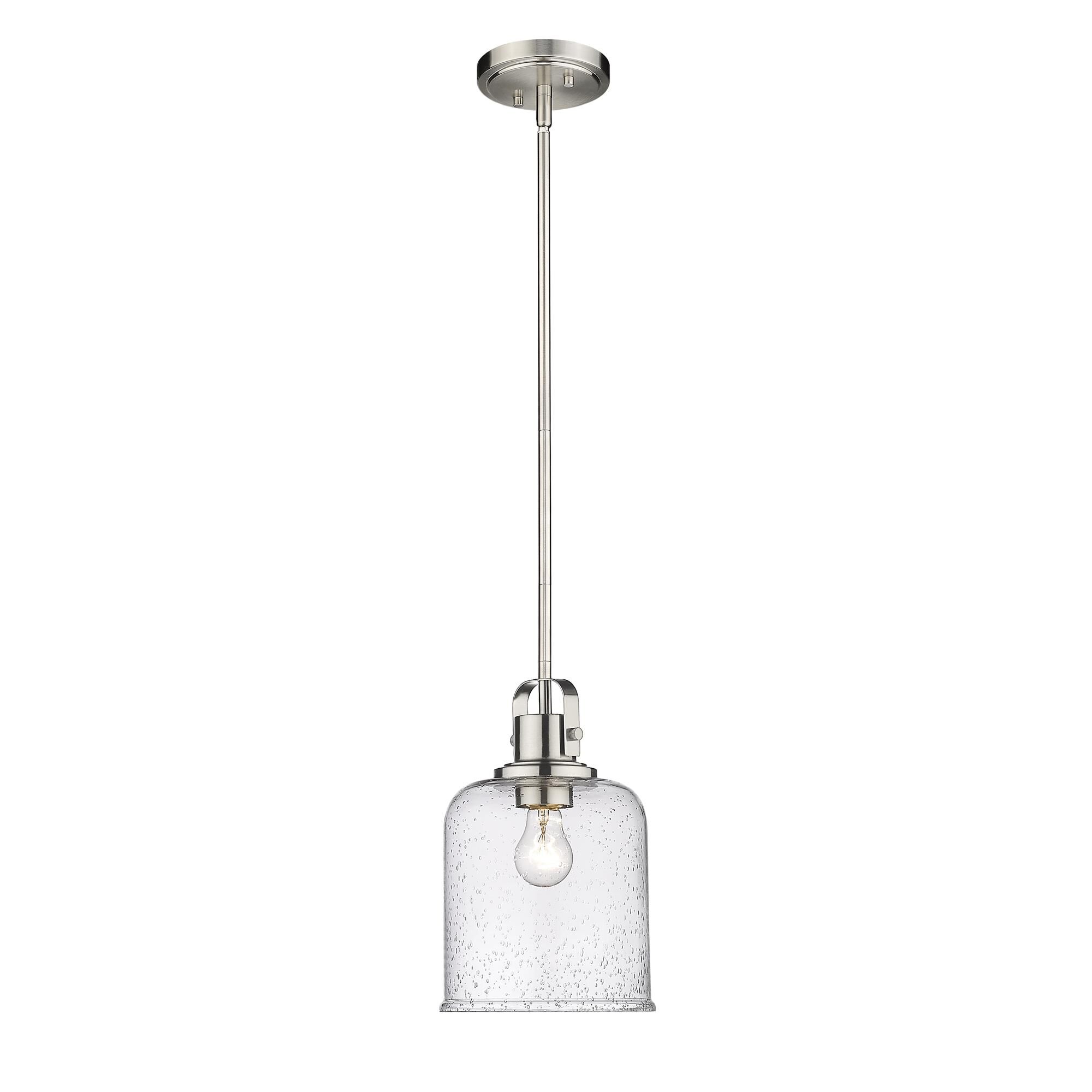 Shown in Brushed Nickel finish and Glass shade