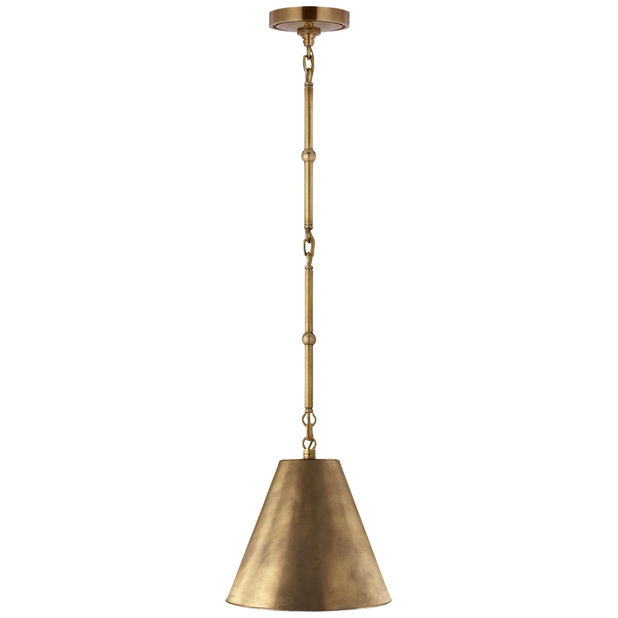 Shown in Hand-Rubbed Antique Brass finish and Antique Brass shade
