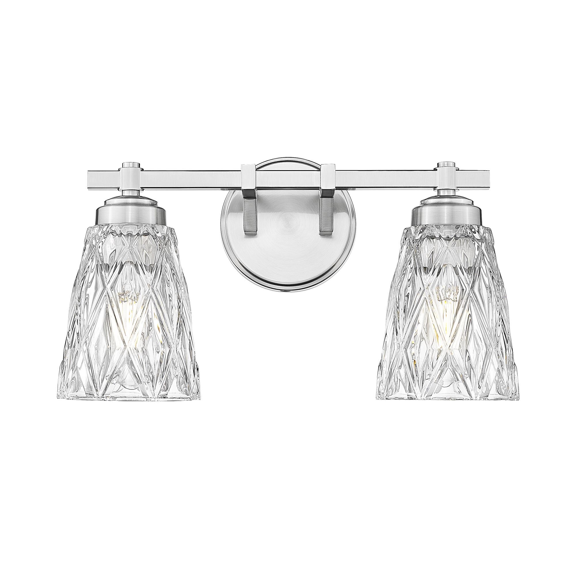 Shown in Brushed Nickel finish and Clear glass