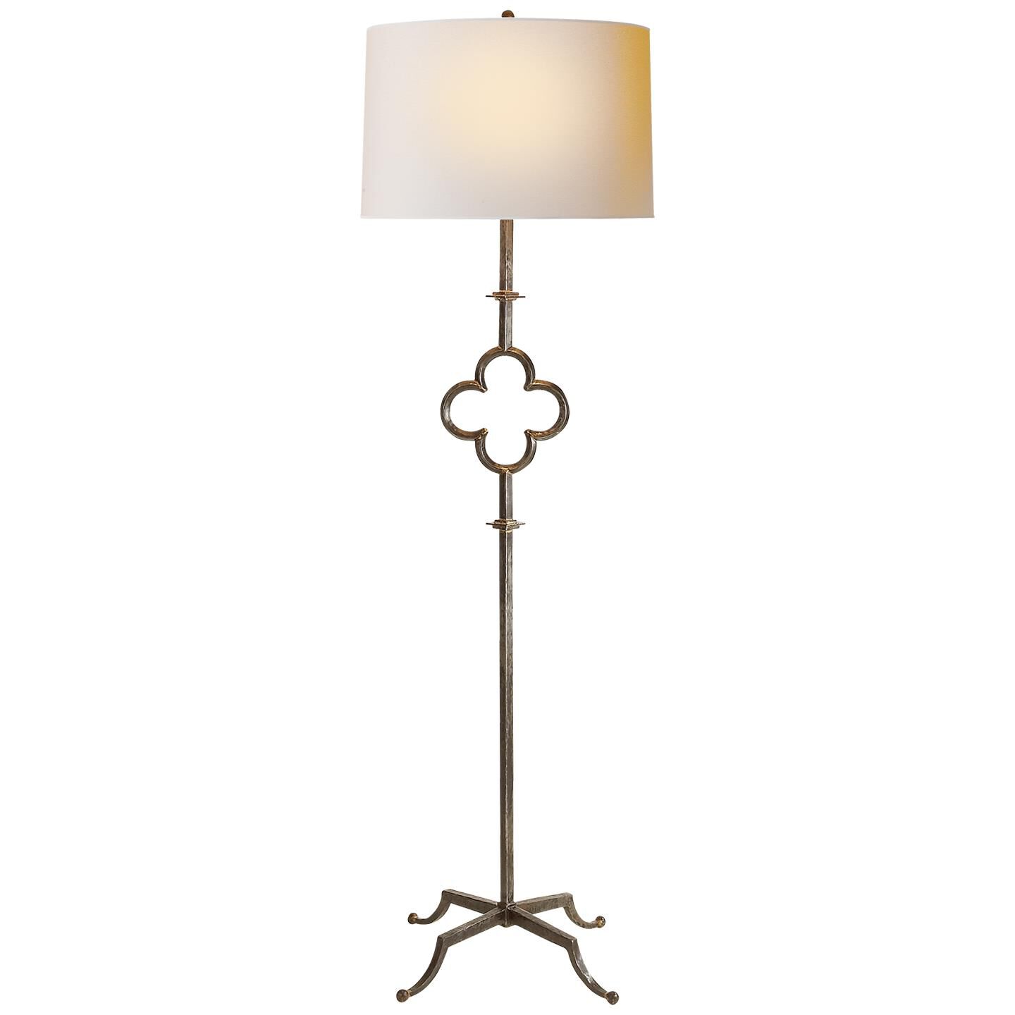Shown in Aged Iron finish and Linen shade