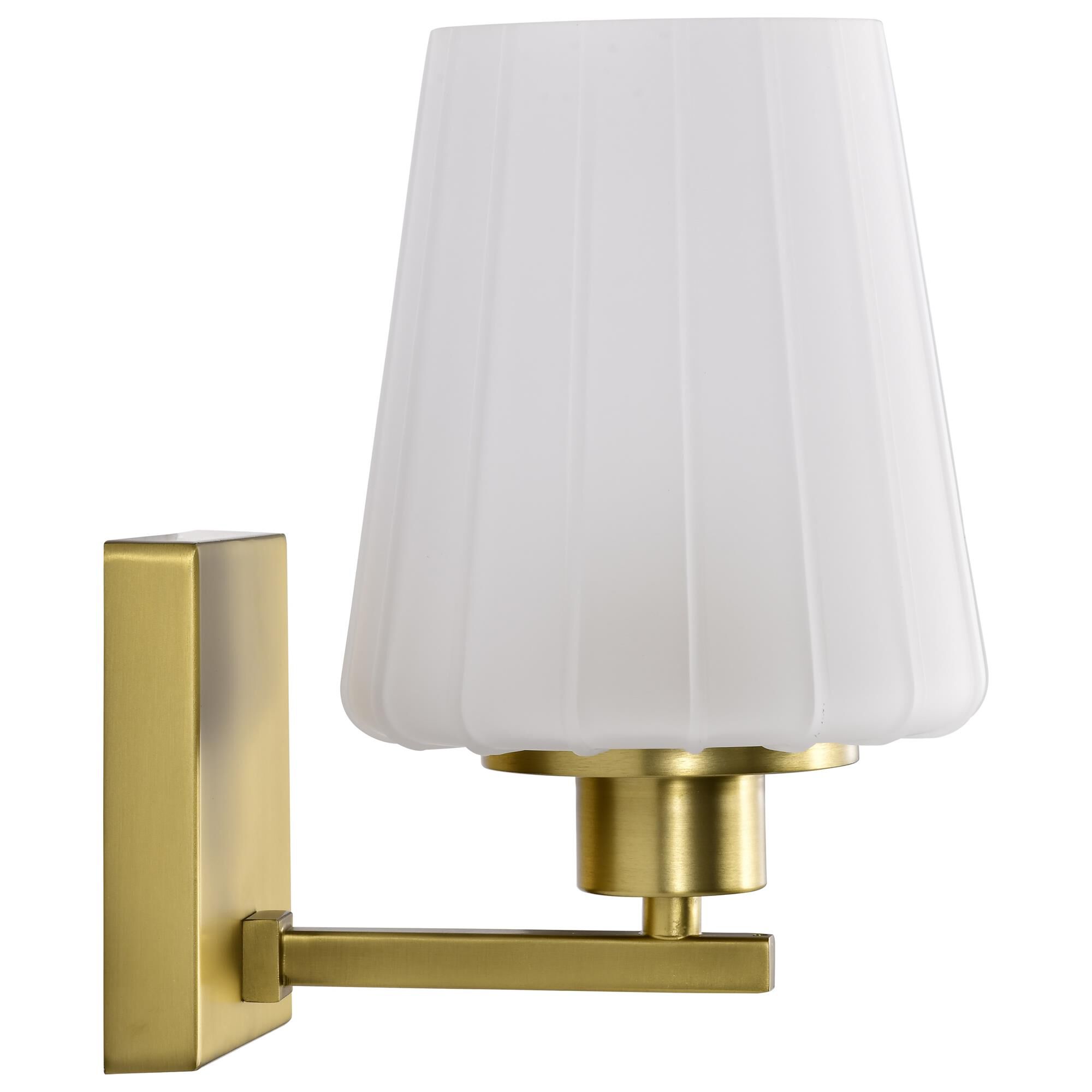 Shown in Vintage Brass finish and Etched White glass