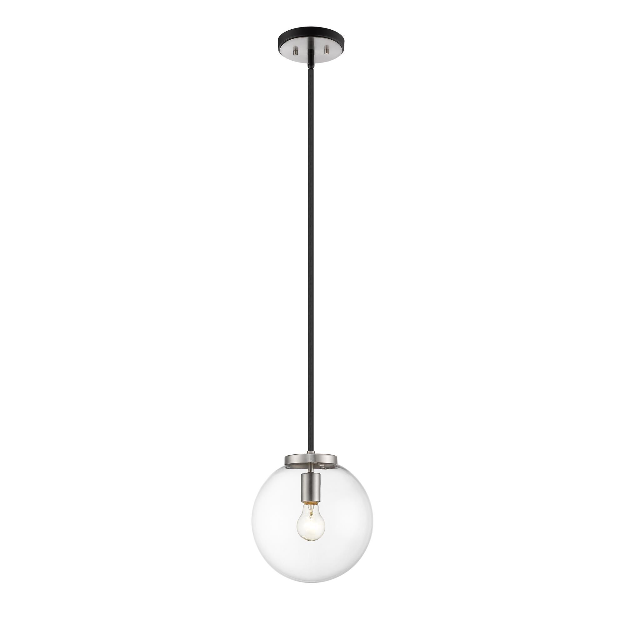 Shown in Matte Black + Brushed Nickel finish and Glass shade