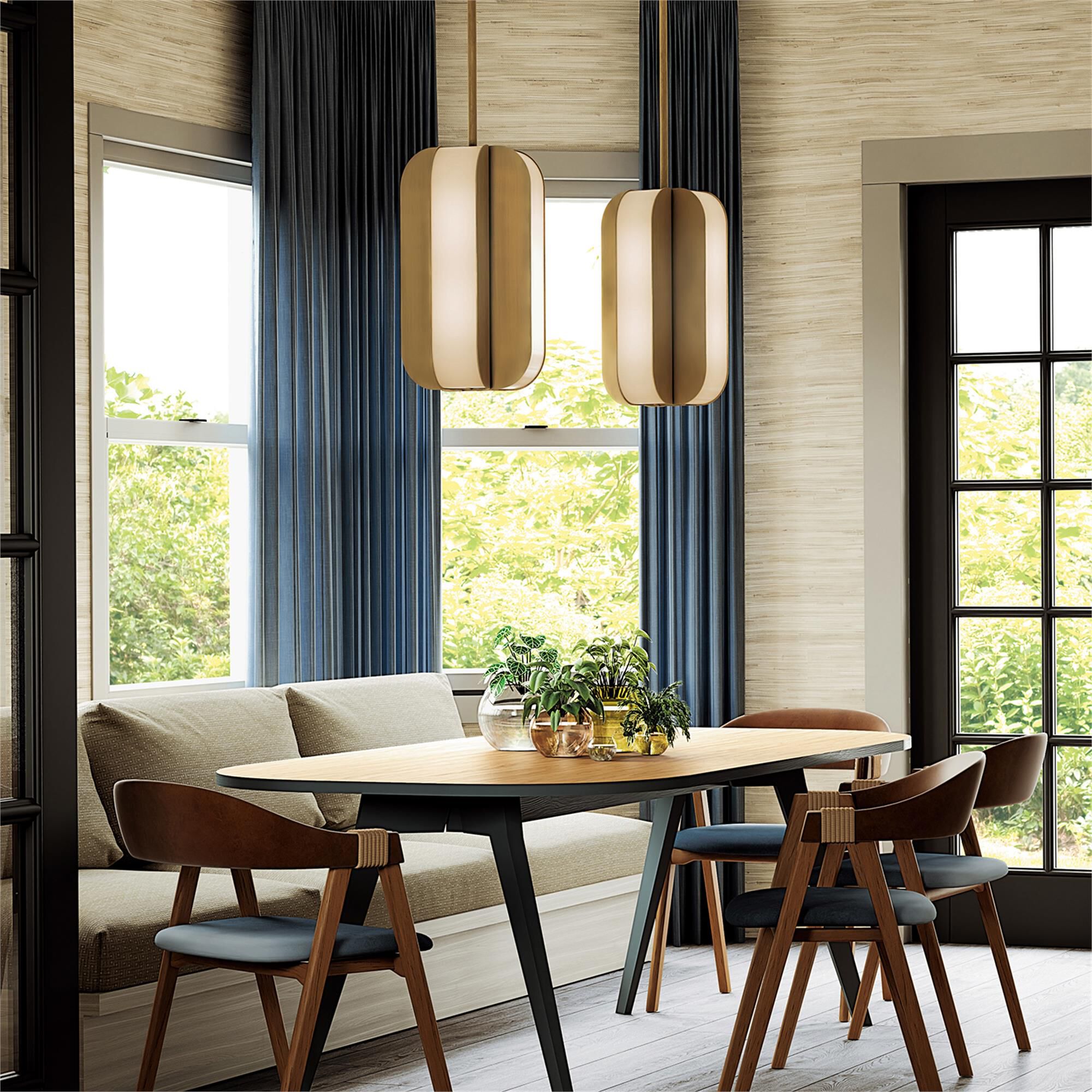 Shown in Aged Brass finish and White Milk glass