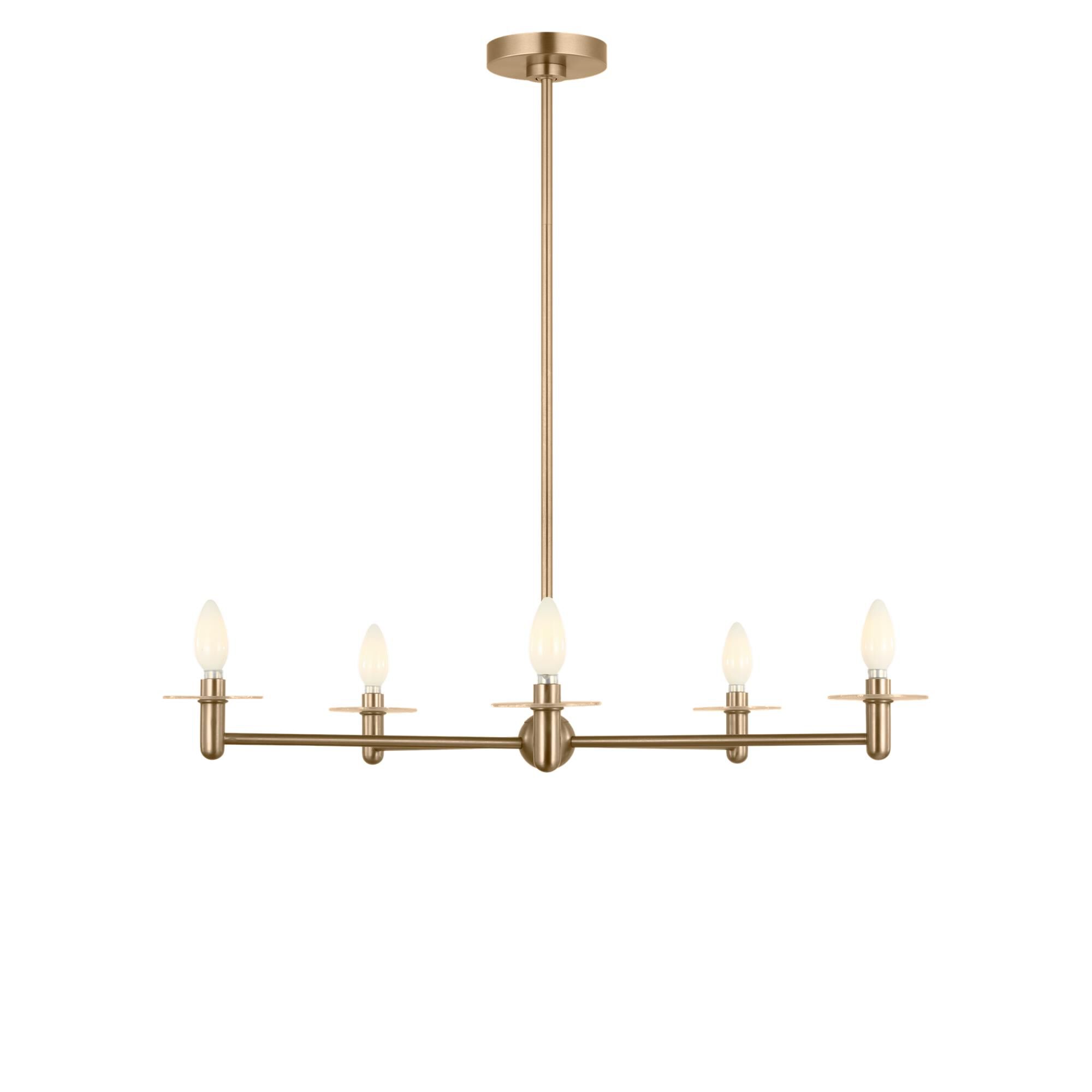 Shown in Satin Brass finish and Mushroom Pleat Fabric shade