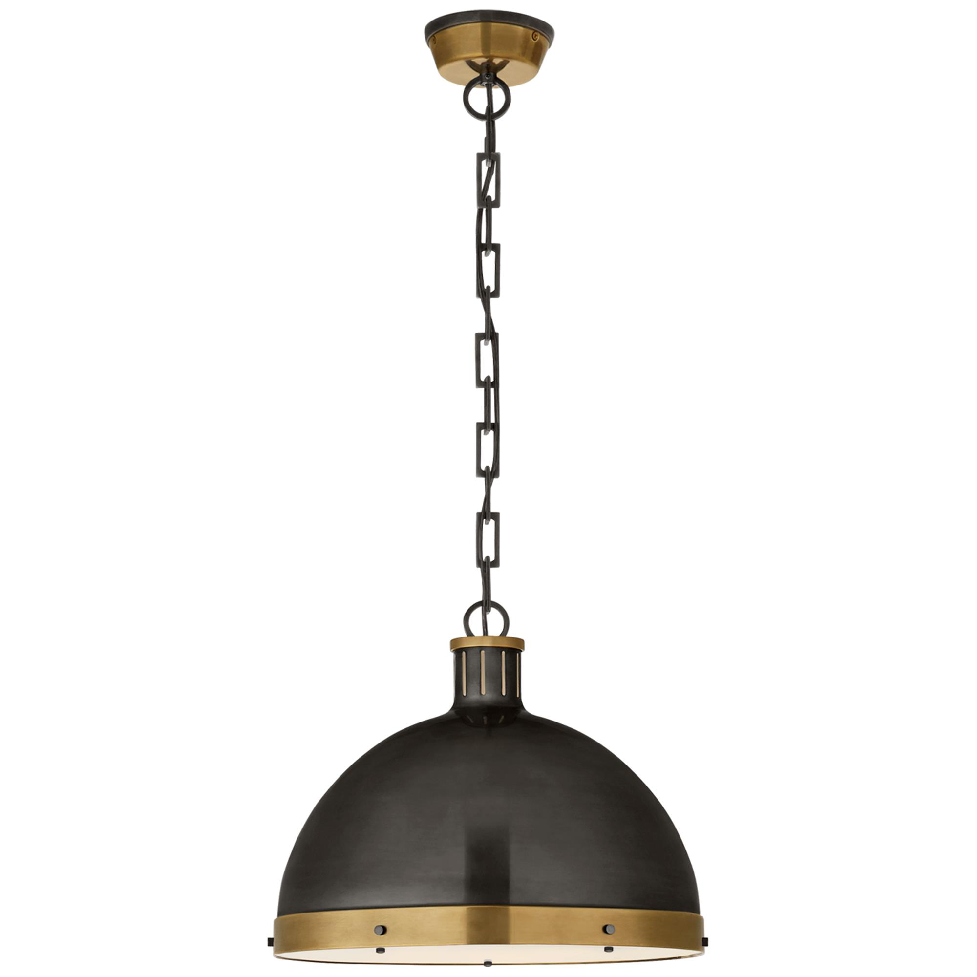 Shown in Bronze With Antique Brass finish and Frosted Acrylic glass