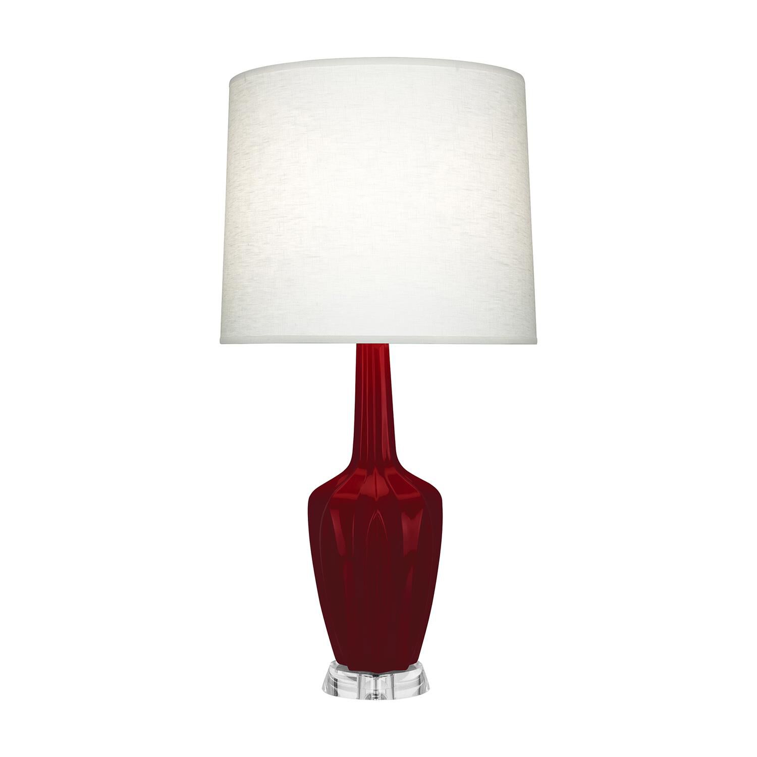 Shown in Sangria finish and Off White shade and Polished Nickel with Lucite accent