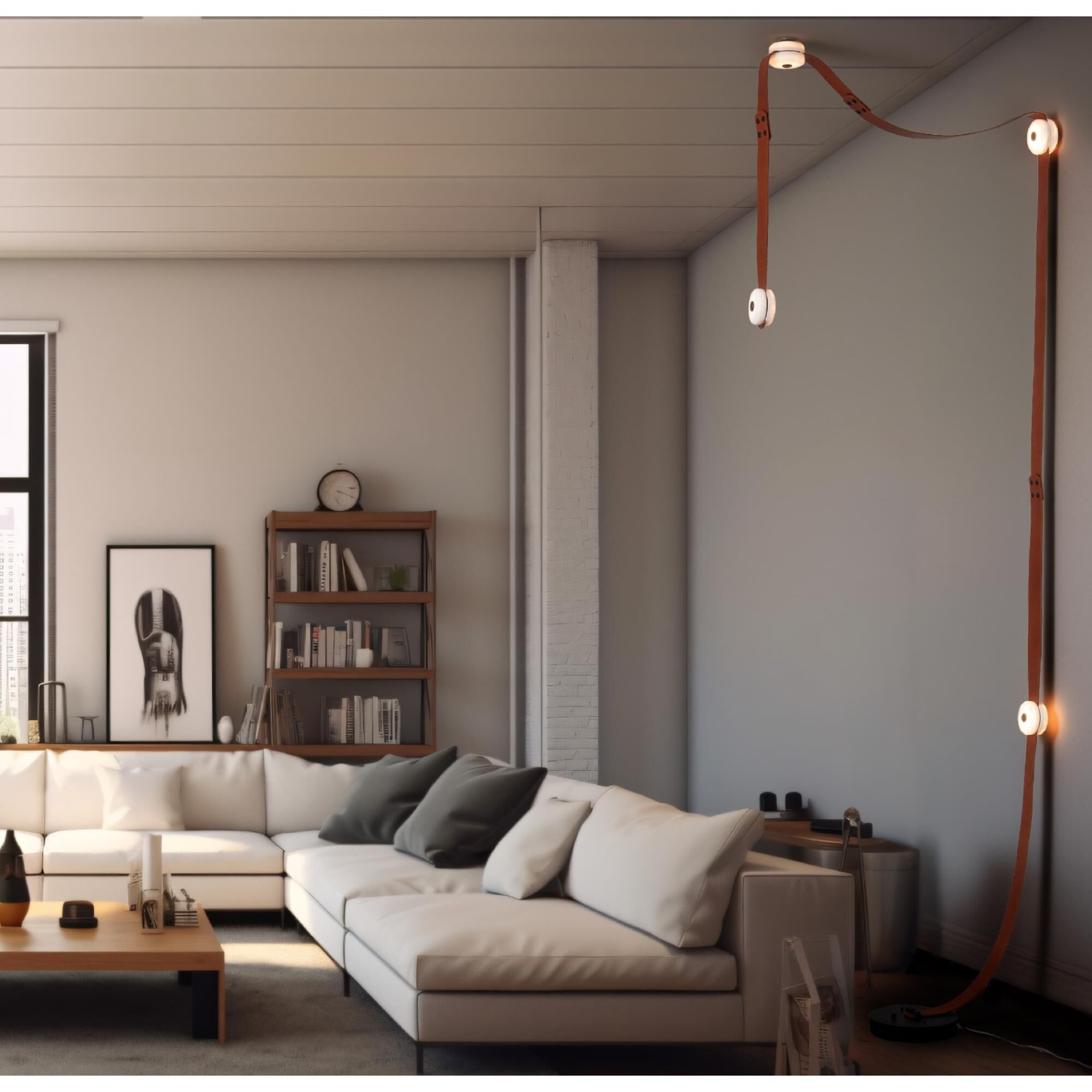 Shown in Black finish and Alabaster shade and Chestnut accent