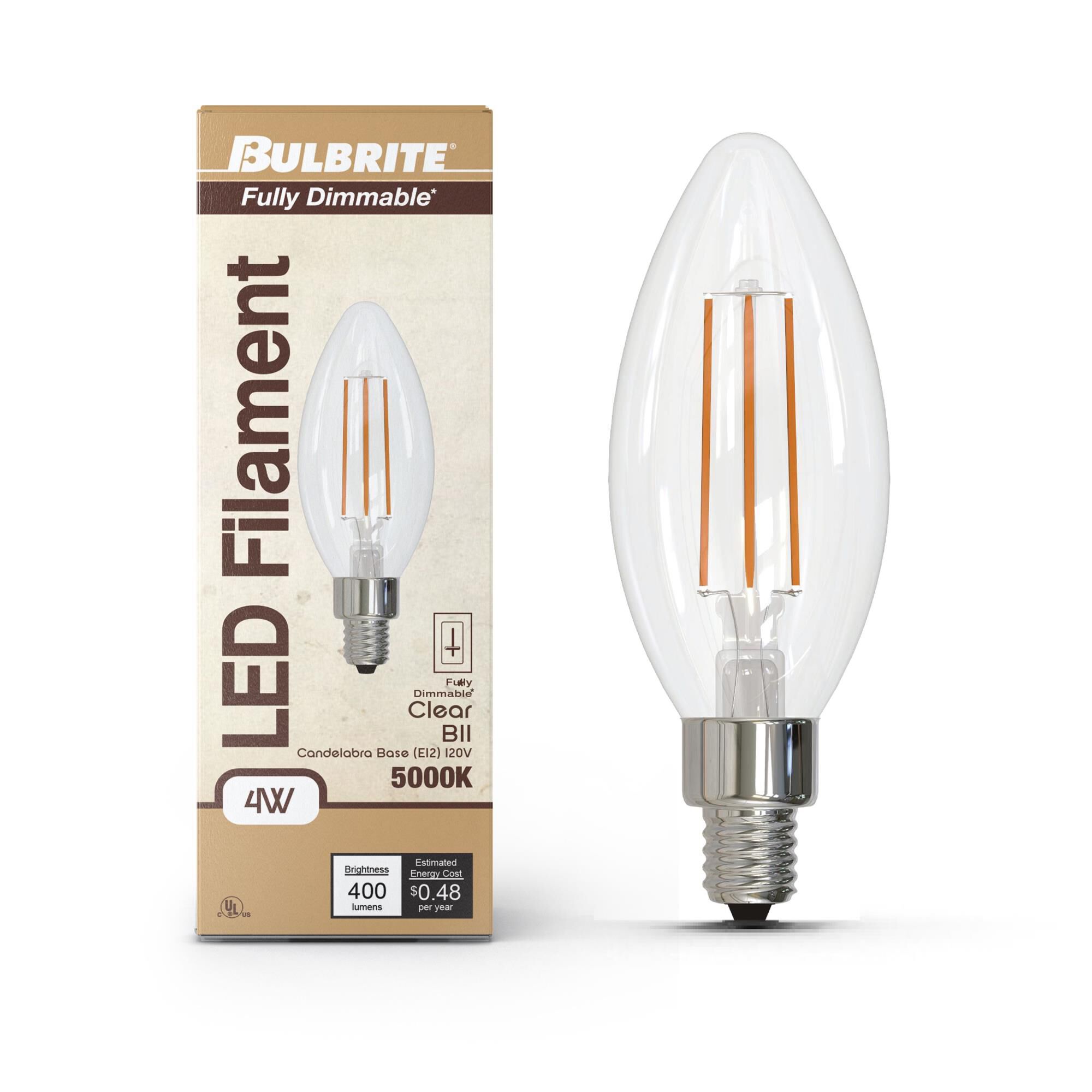 Clear B11 Base E12 5000K LED Light Bulb by Bulbrite
