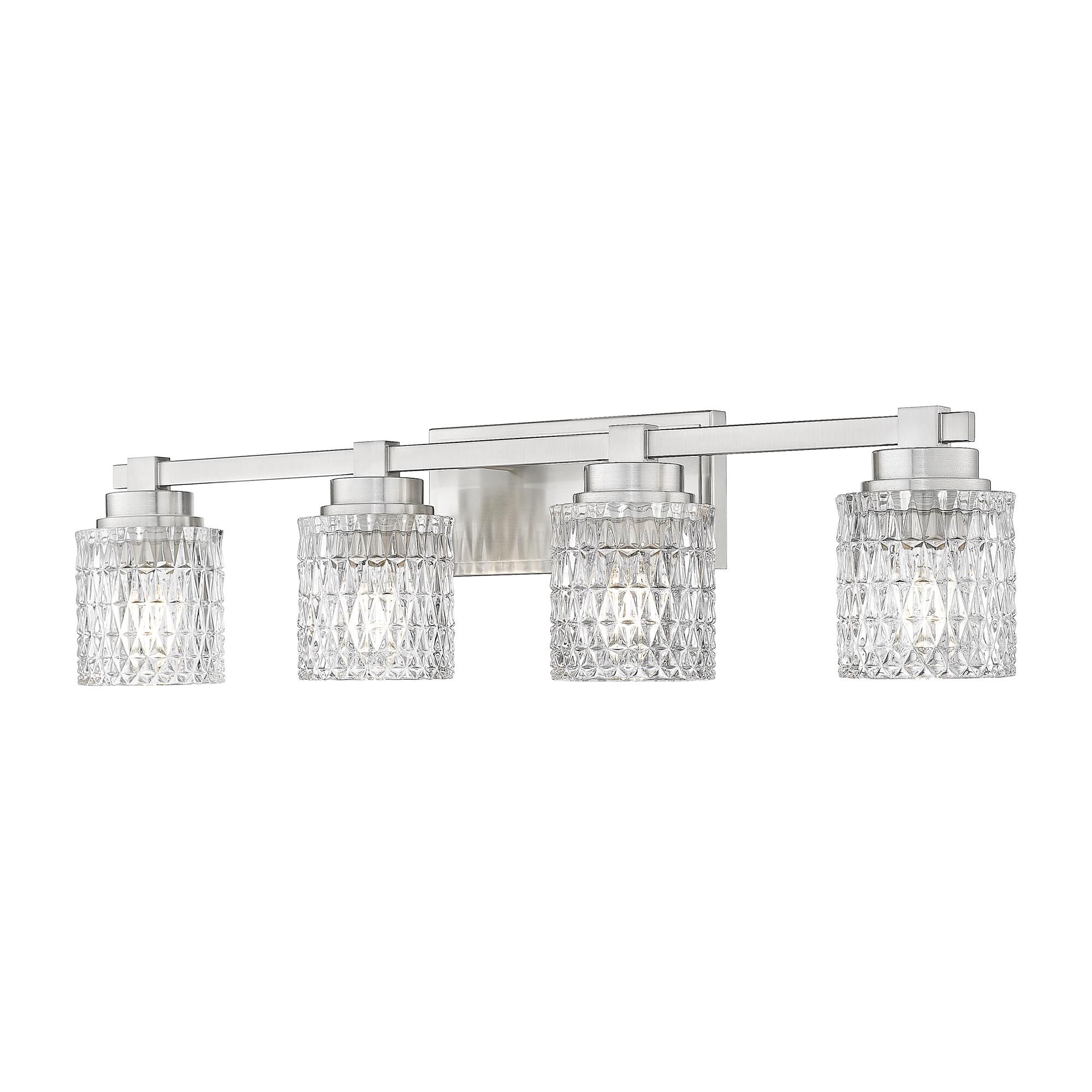 Shown in Brushed Nickel finish and Clear Diamond glass