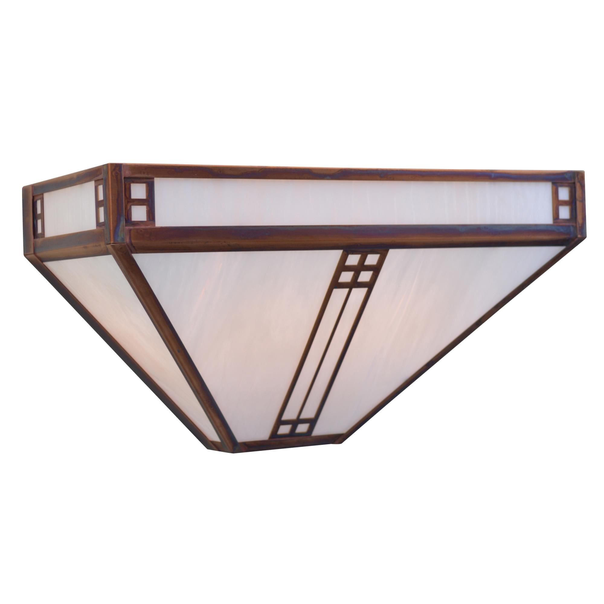 Shown in Raw Copper finish and White Opalescent glass