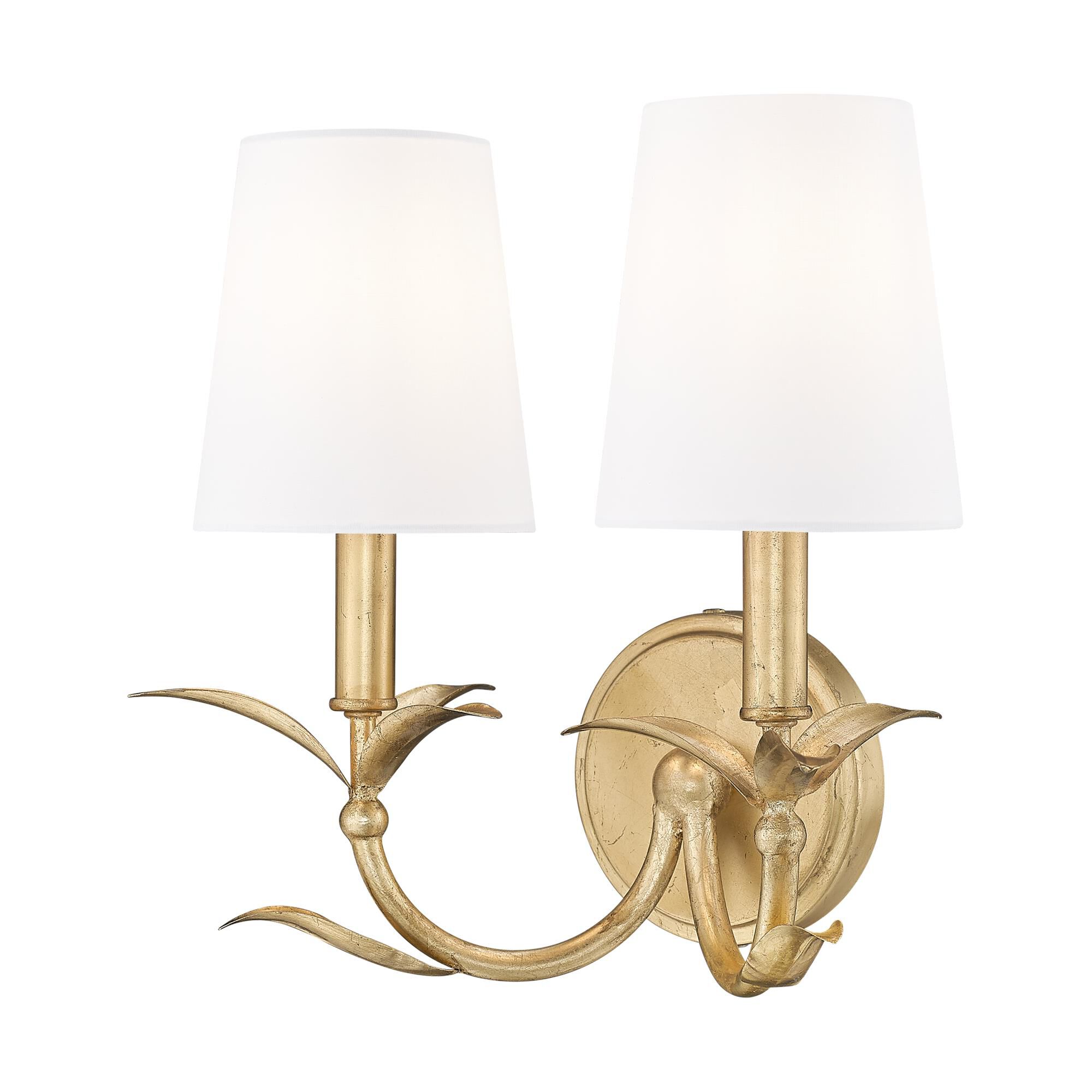 Shown in Gold Leaf finish and White glass