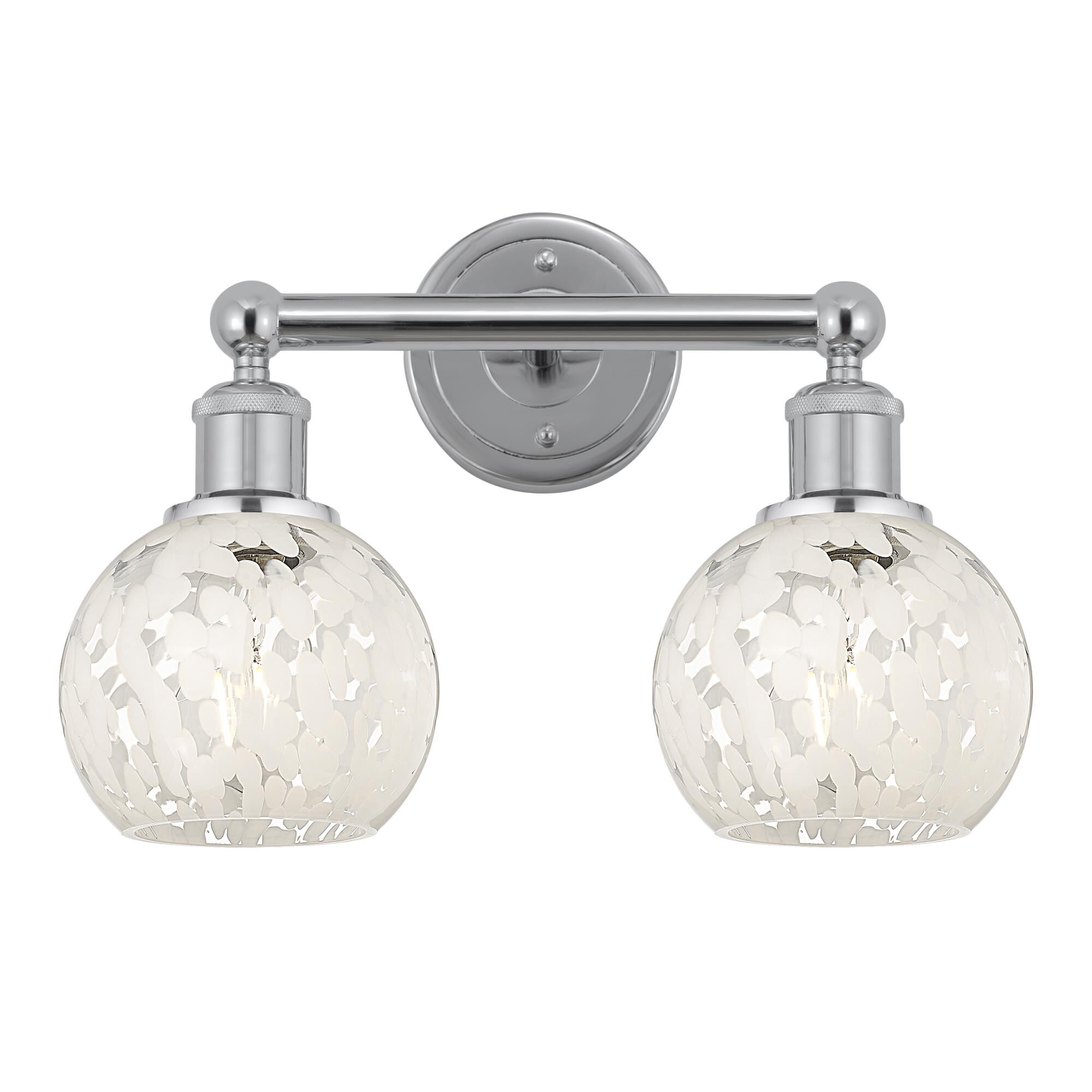 Shown in Polished Chrome finish and White Mouchette glass
