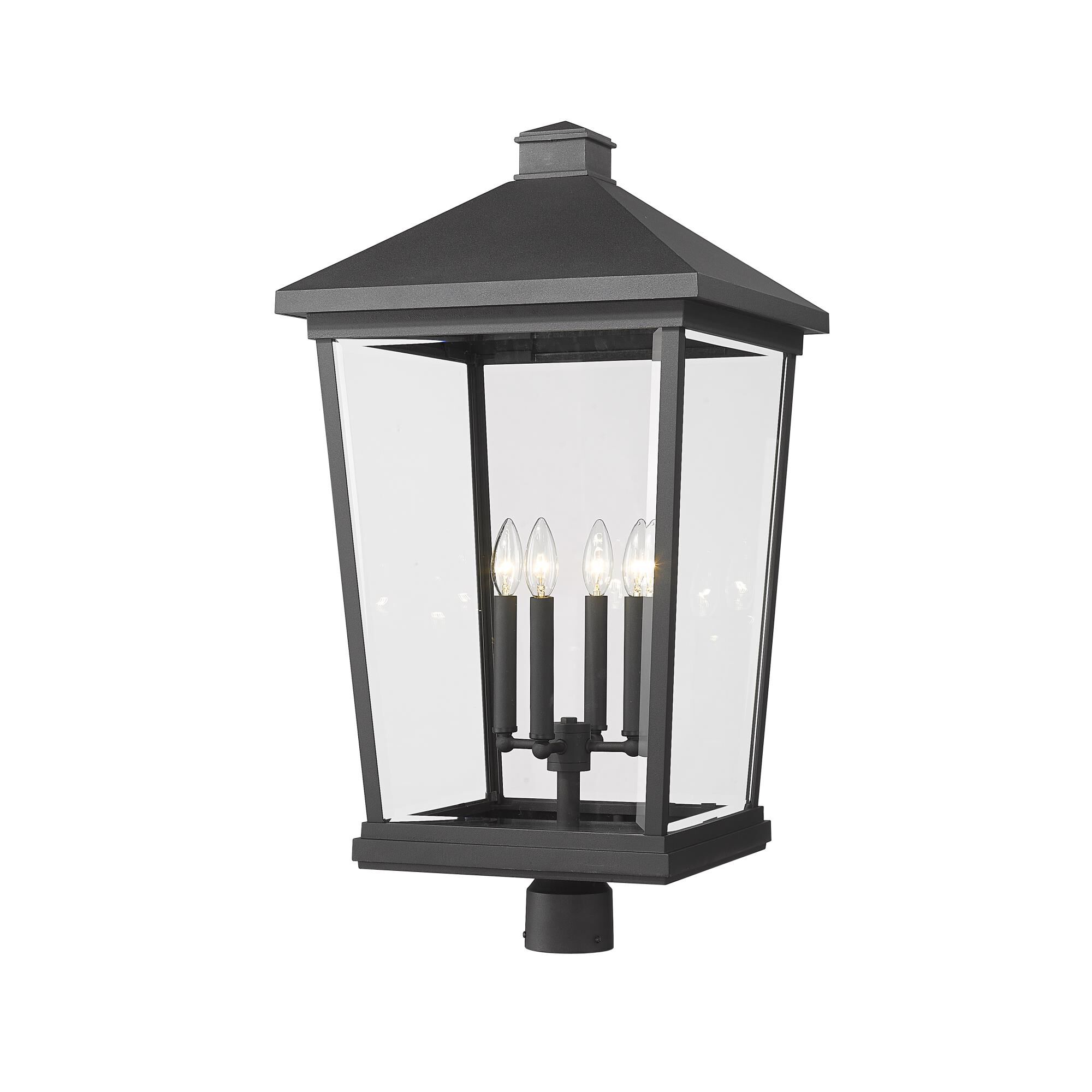 Shown in Black finish and Glass shade