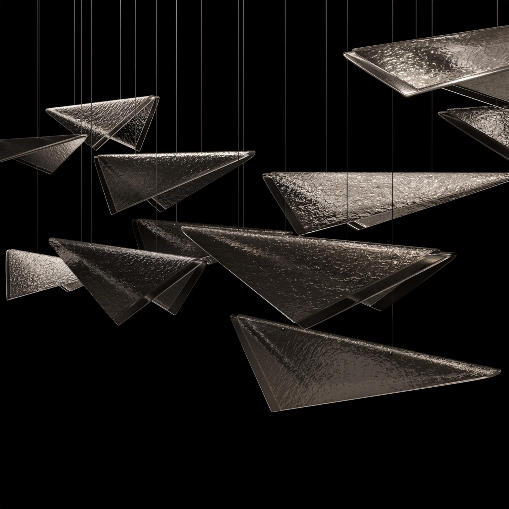 Shown in Silver finish and Smoke Hammered glass