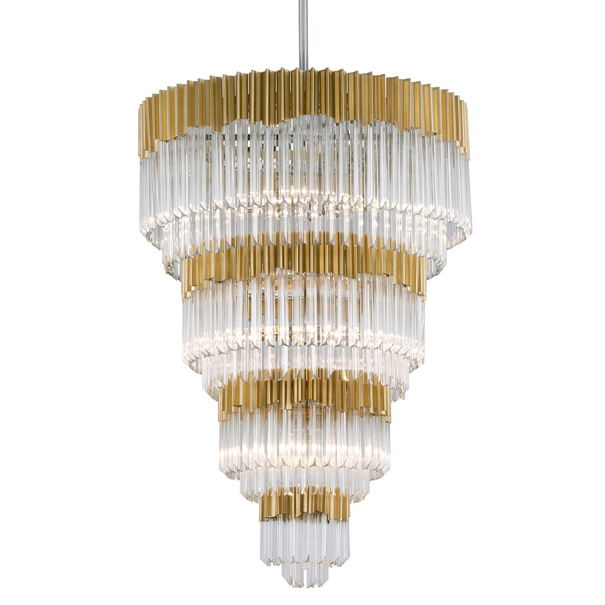Shown in Gold Leaf finish and Clear crystal and Clear glass and Crystal shade