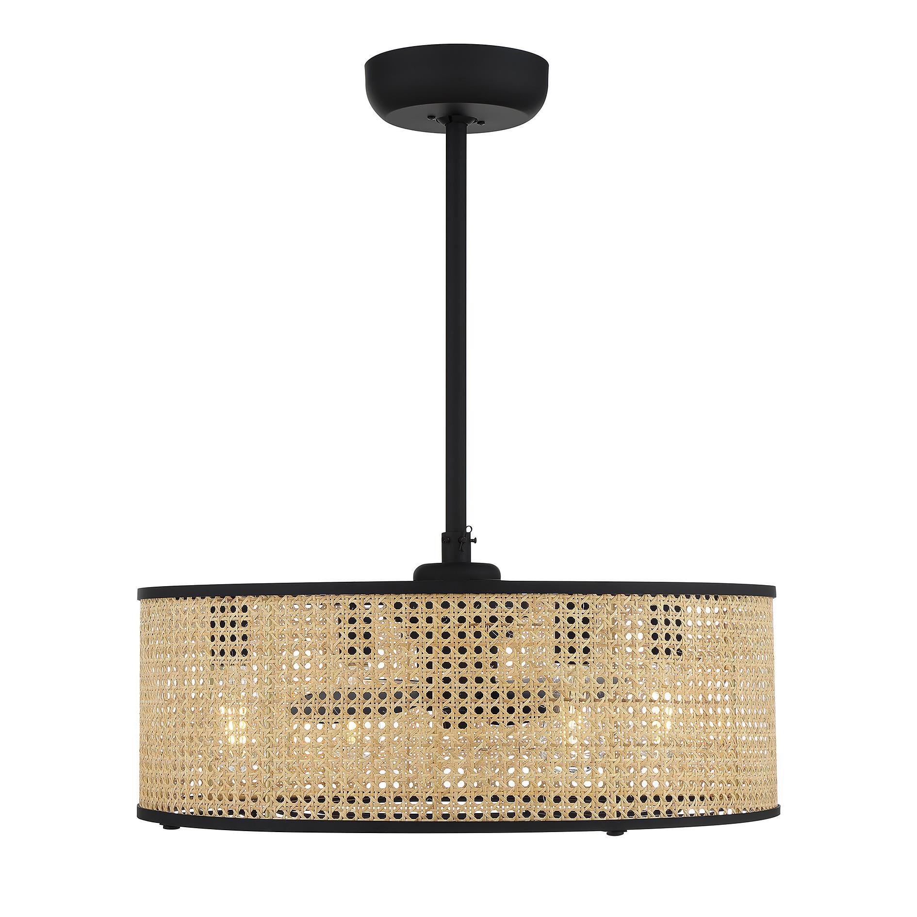 Shown in Matte Black finish and Natural Cane shade