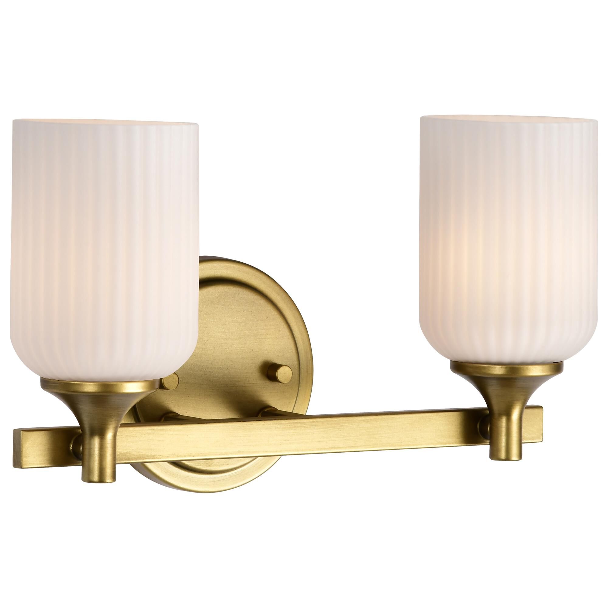 Shown in Natural Brass finish and Frosted Ribbed glass