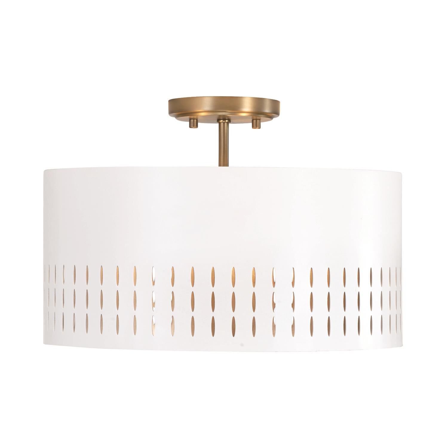 Shown in Aged Brass and White finish and White Metal  with Painted Aged Brass Interior shade