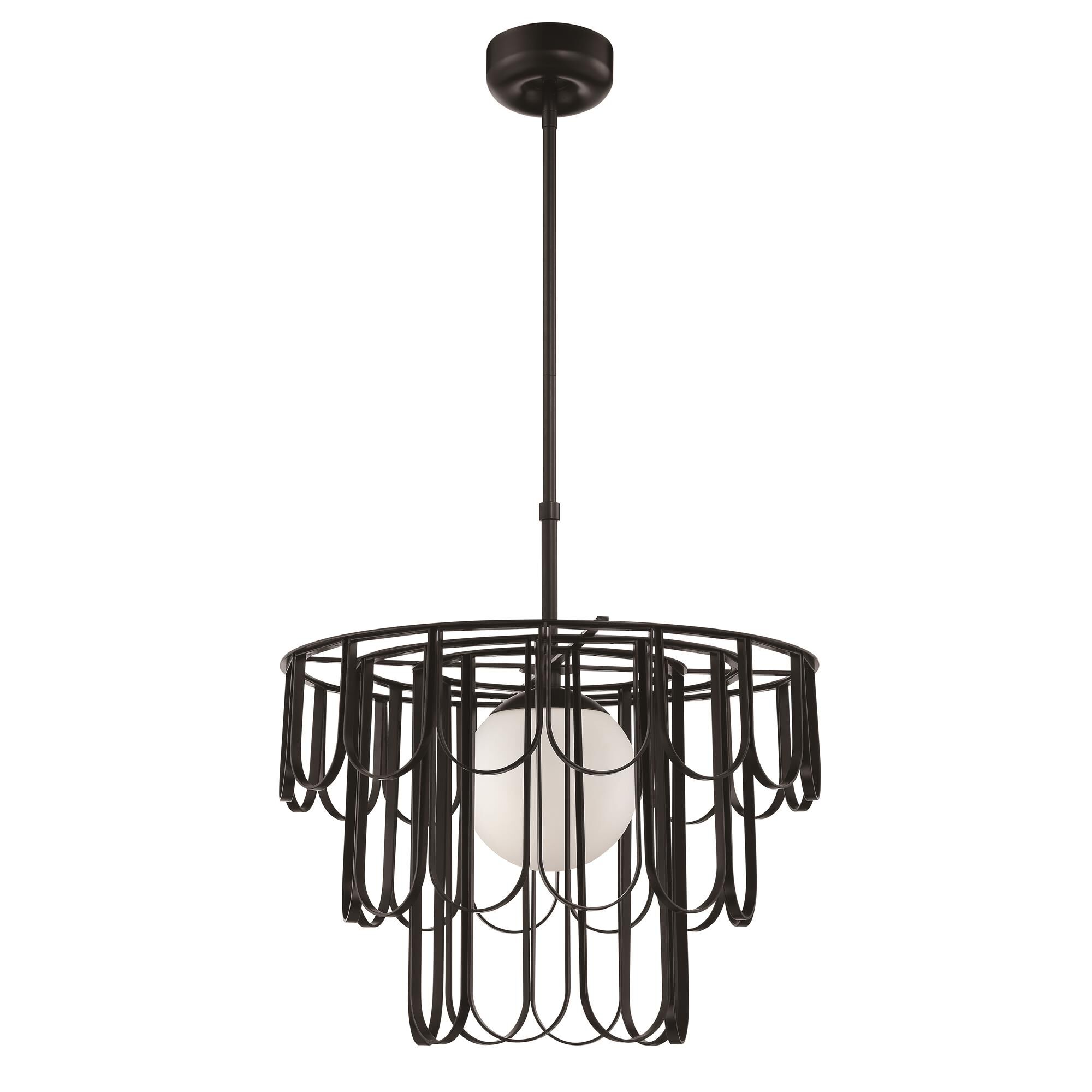 Shown in Flat Black finish and White Frosted glass and Glass shade