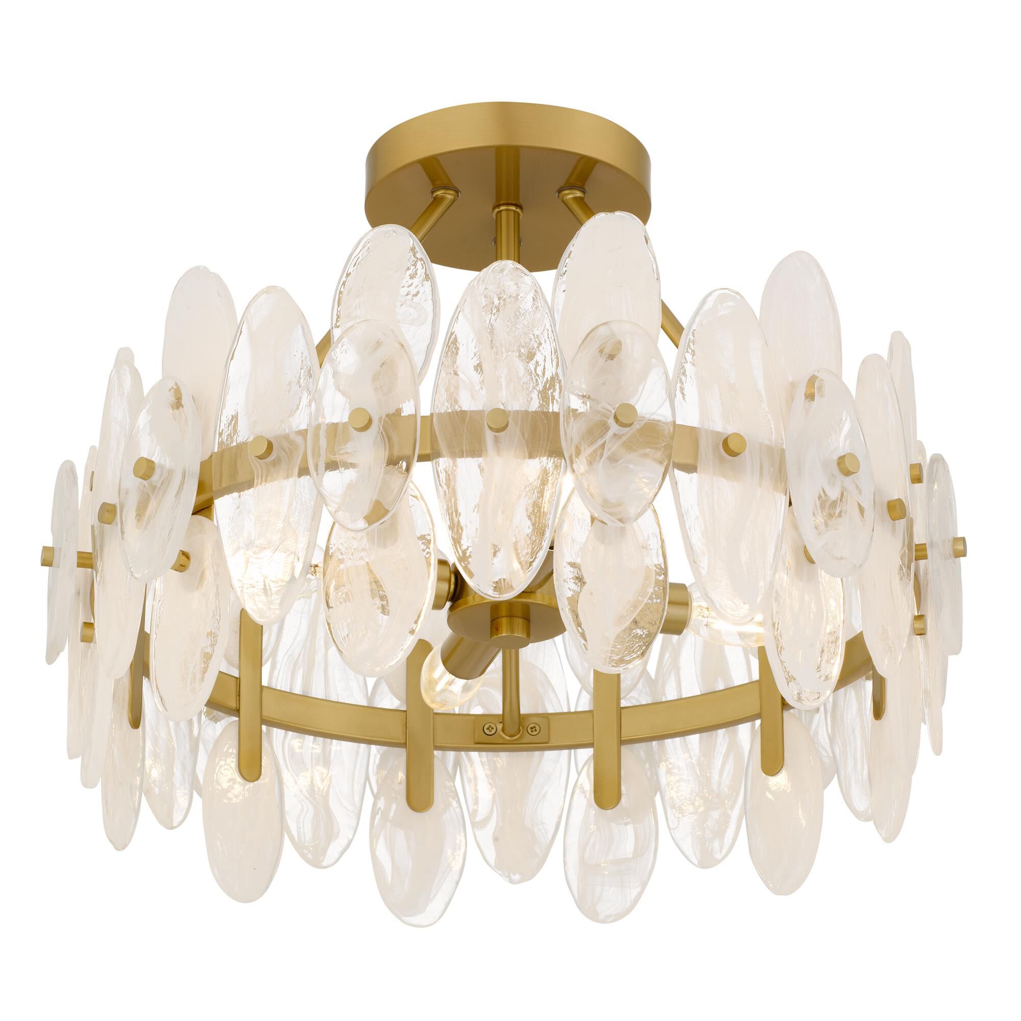 Shown in Brushed Gold finish and Glass shade