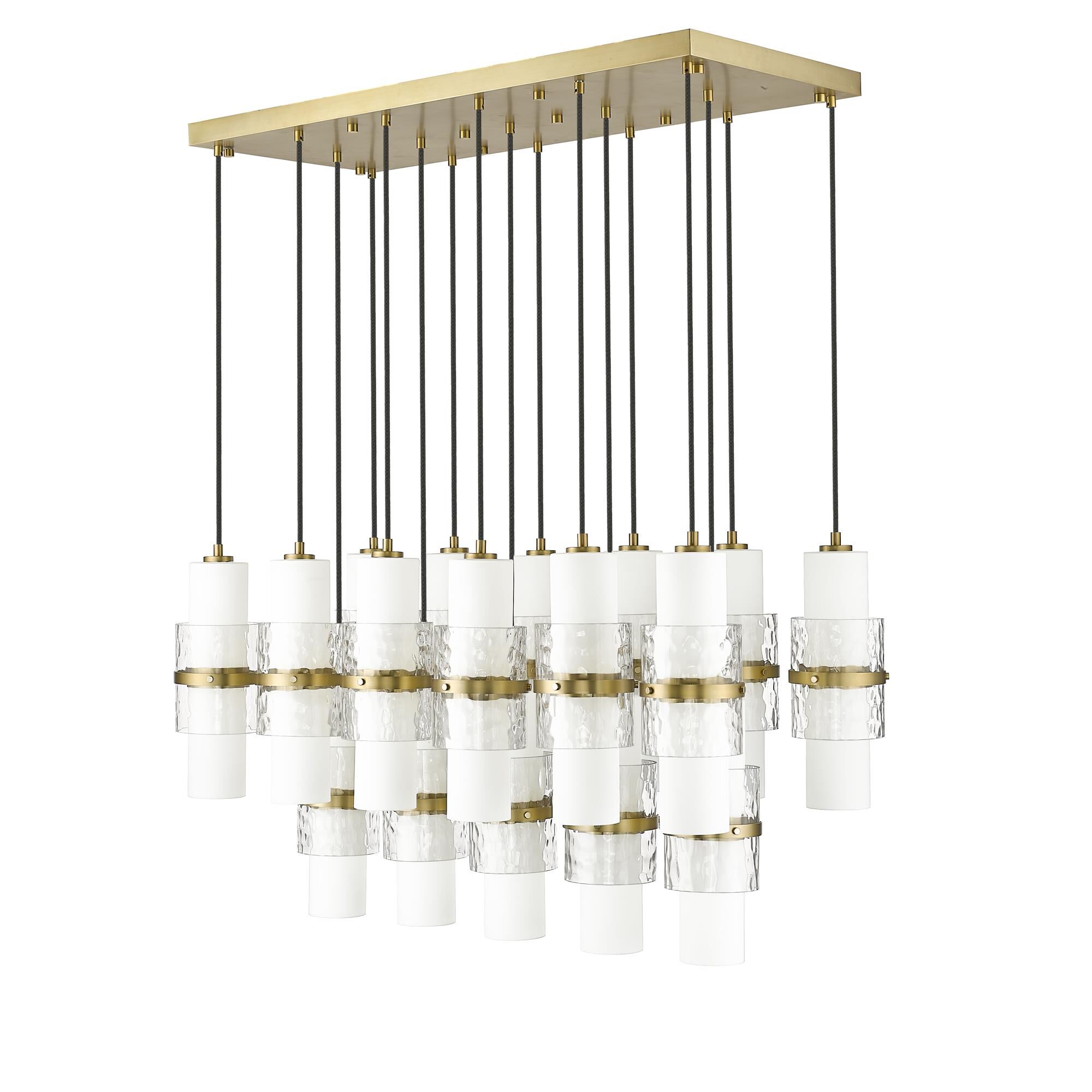 Shown in Modern Gold finish and Clear and Etched Opal glass