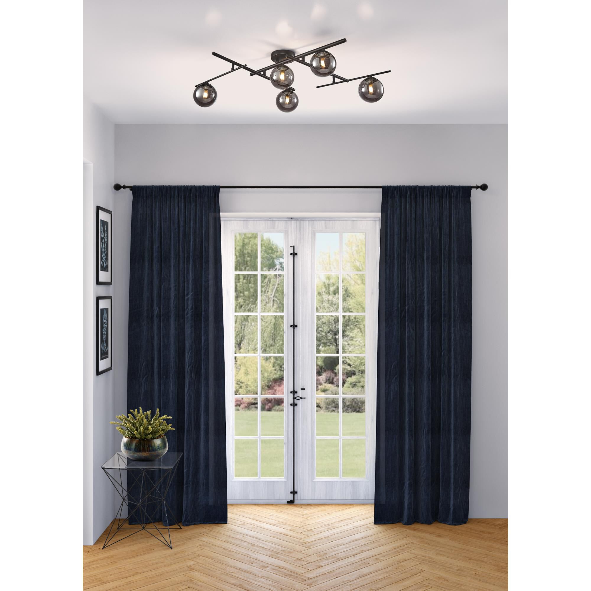 Shown in Black finish and Smoke glass