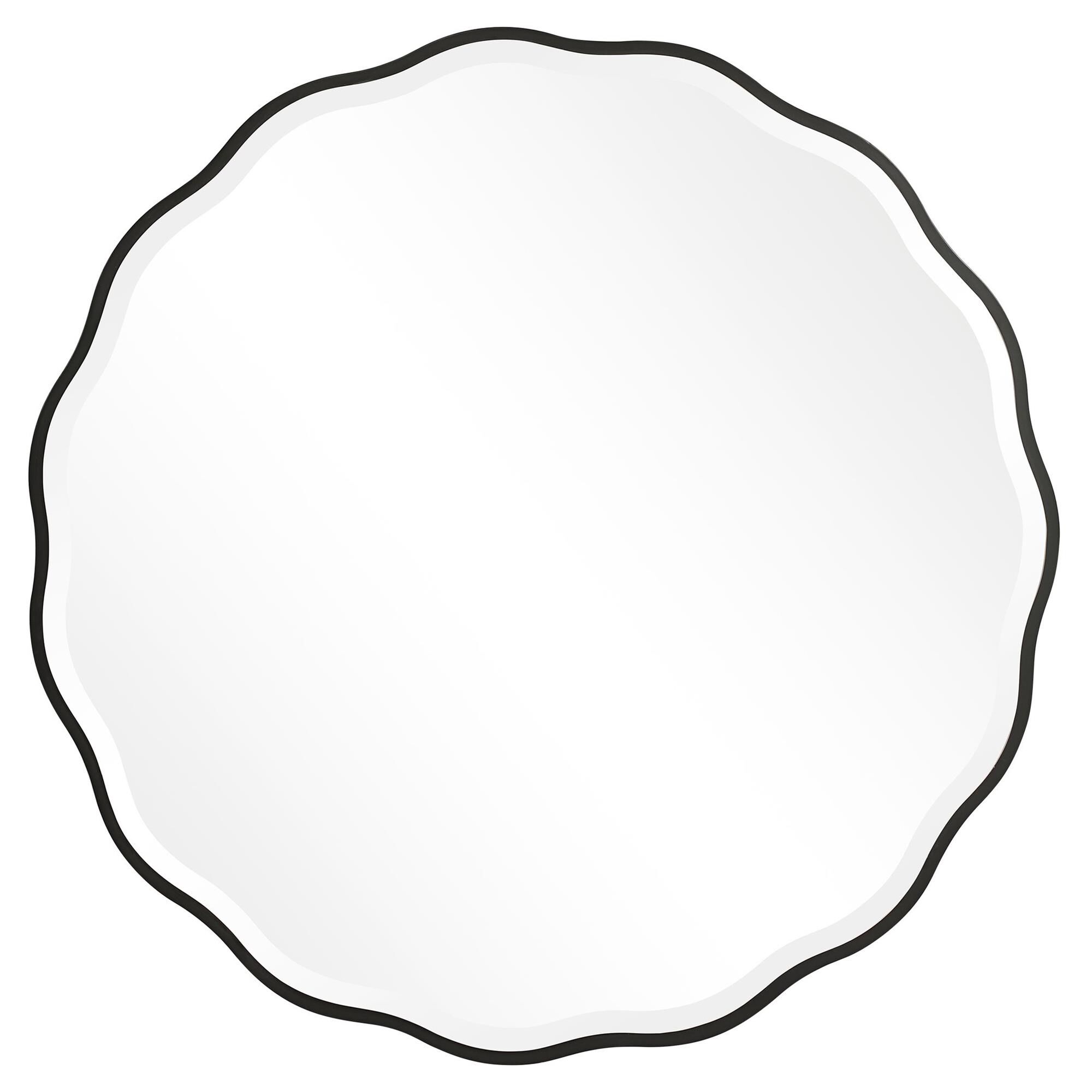 Shown in Showcasing A Feminine Scalloped Edge, This Shaped Wood Mirror Adds Whimsical Flair To Any Design. Th finish