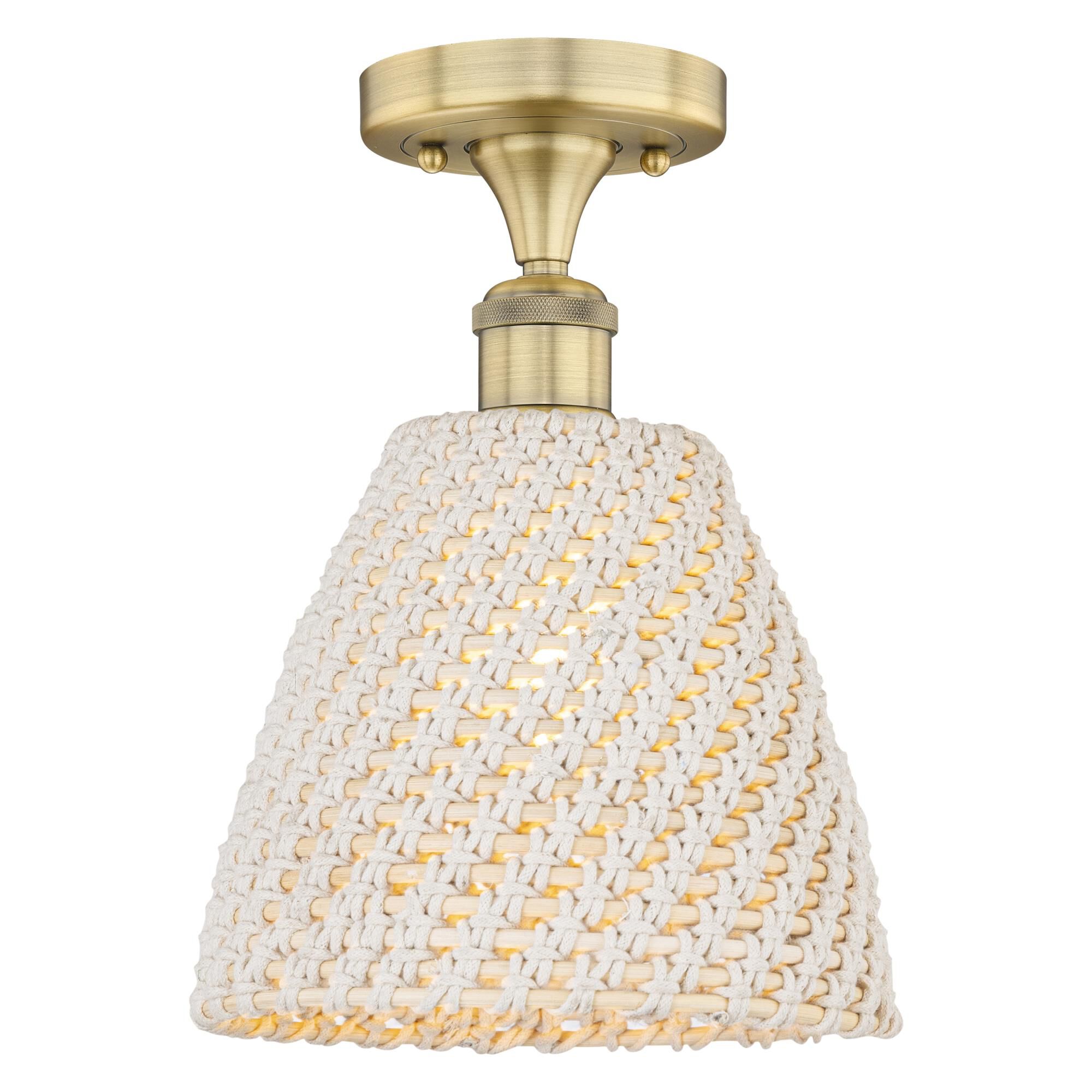 Shown in Brushed Brass finish and Natural shade