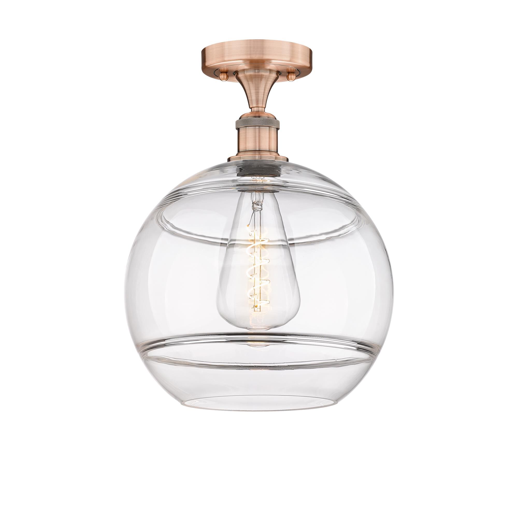 Shown in Antique Copper finish and Clear glass