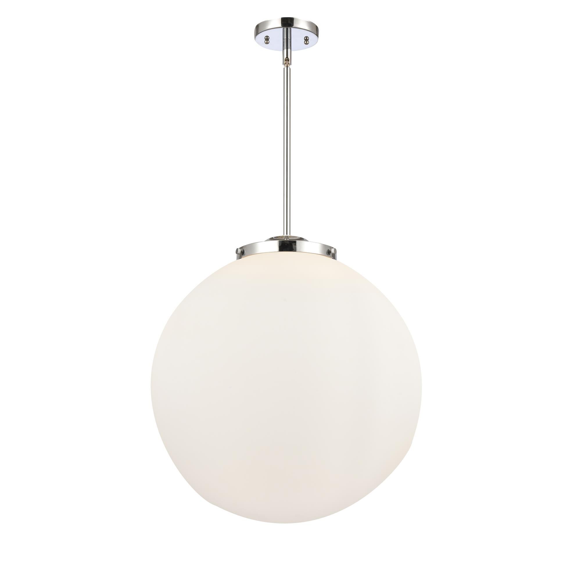 Shown in Polished Chrome finish and Matte White Cased Beacon glass