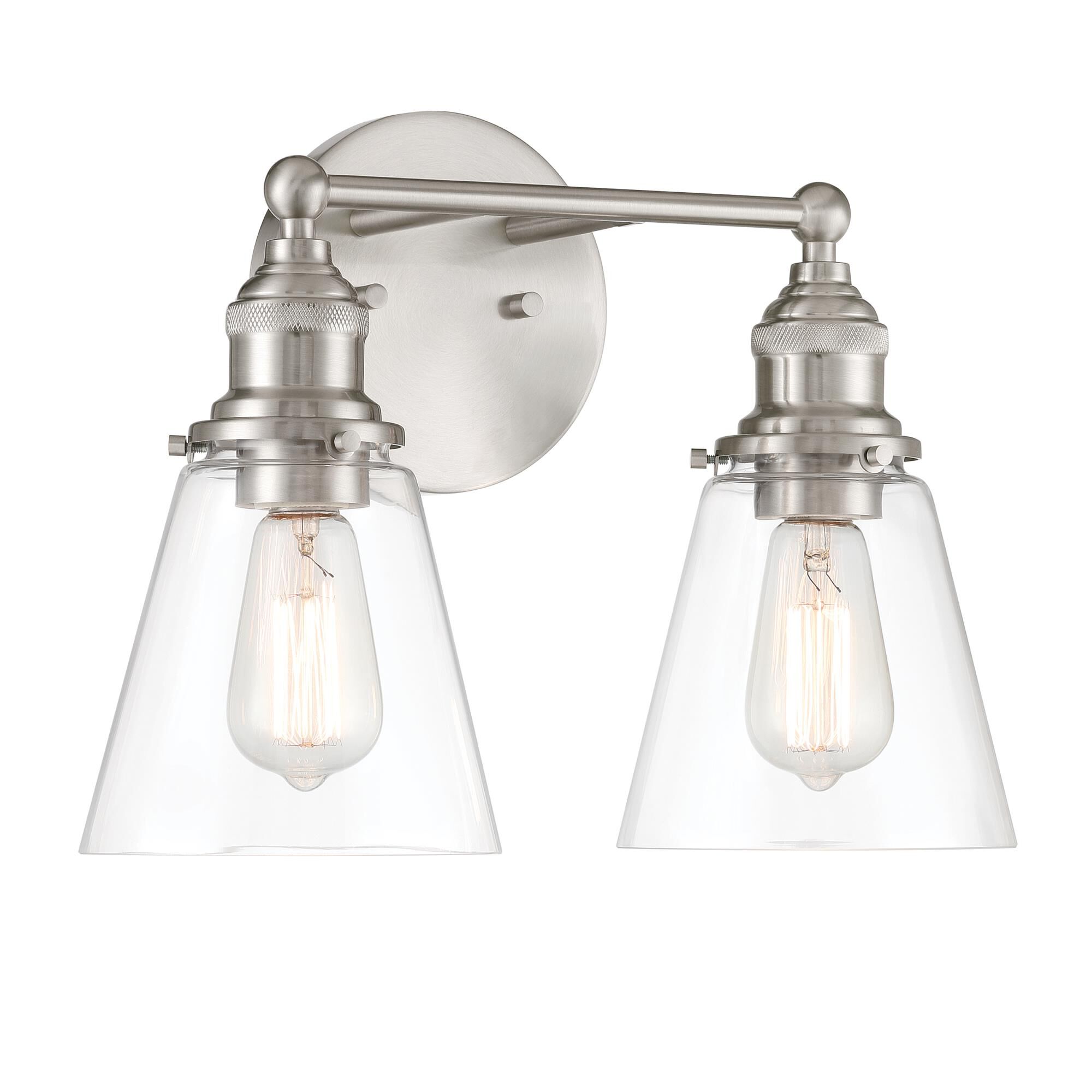 Shown in Brushed Nickel finish and Clear glass