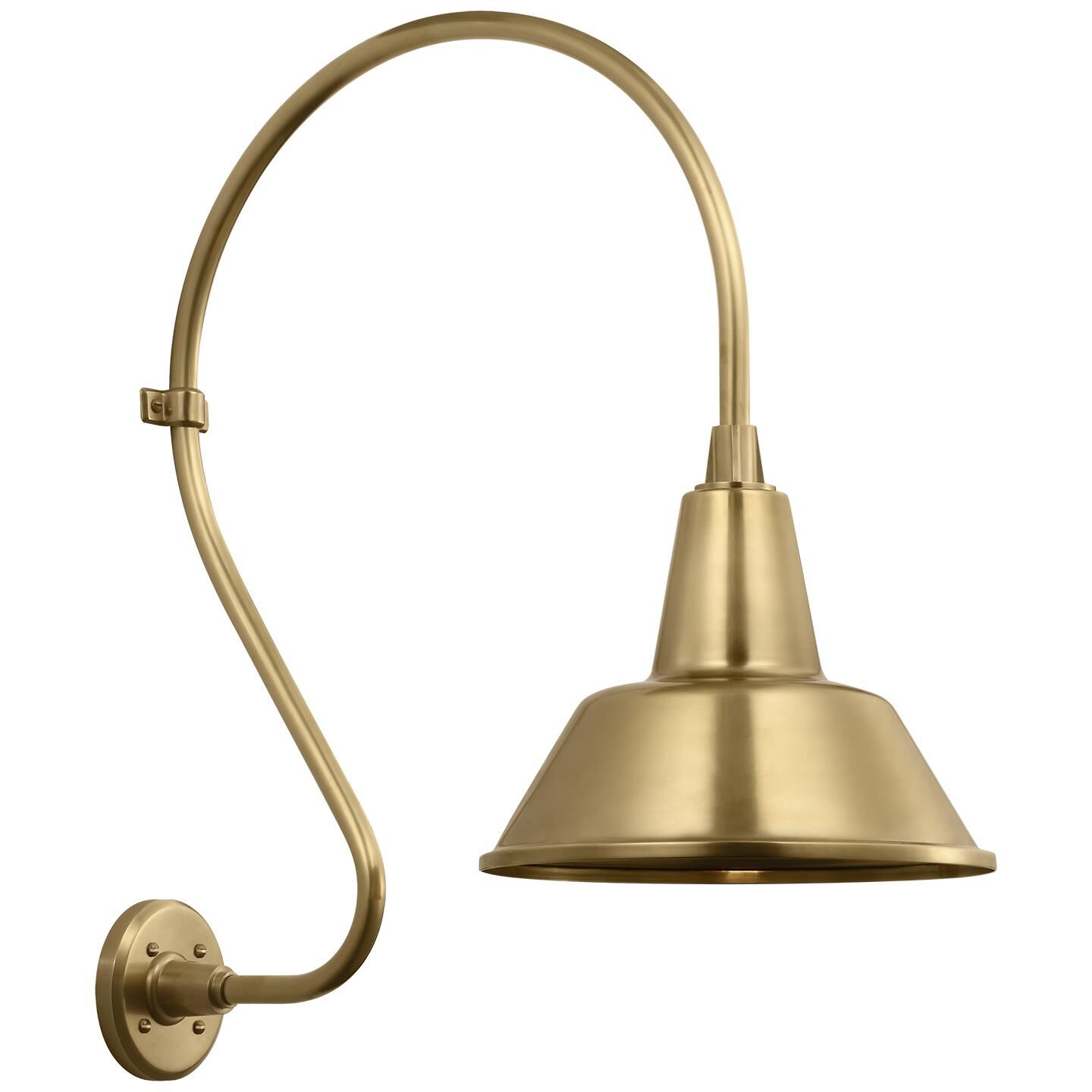 Shown in Hand-Rubbed Antique Brass finish and Gold shade