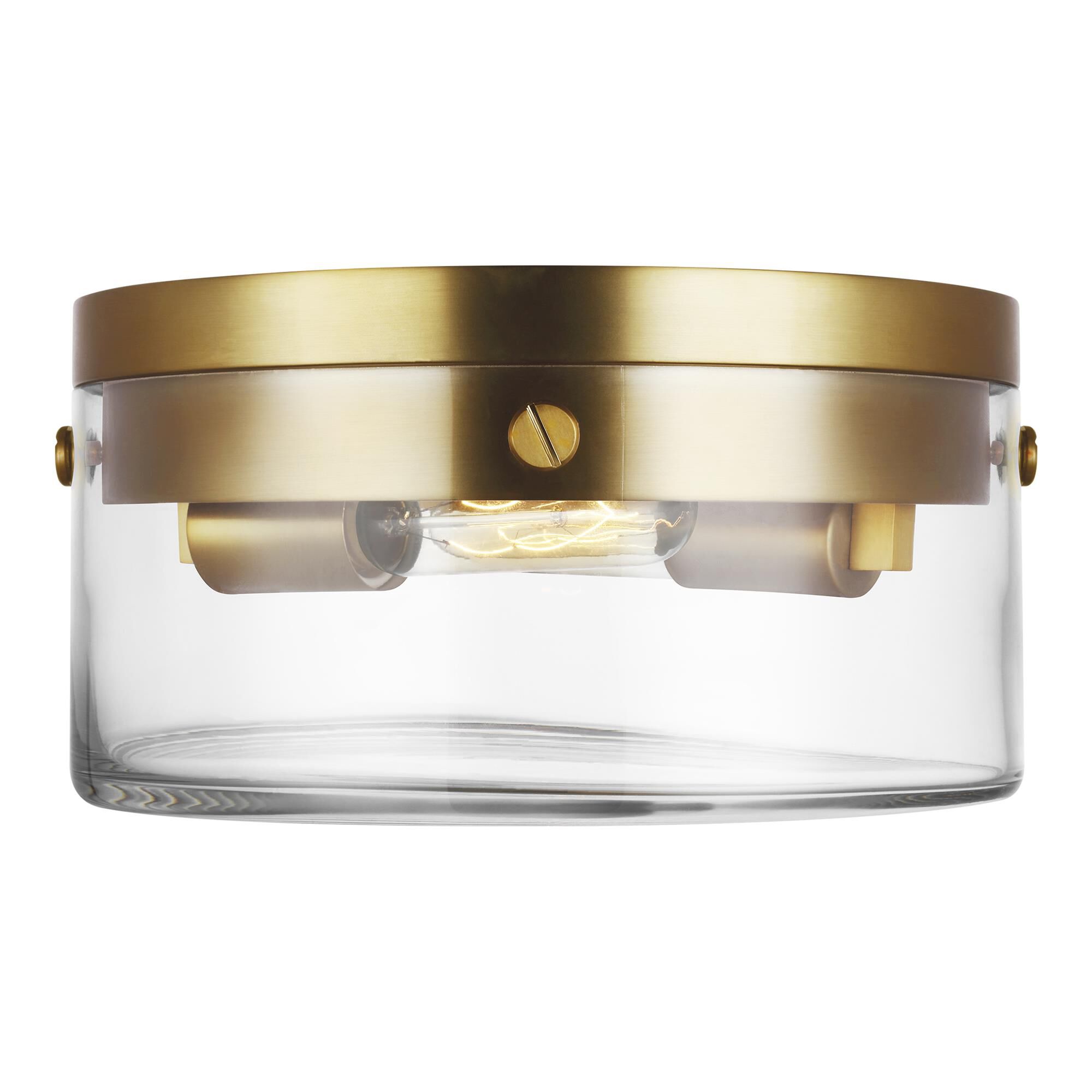Shown in Burnished Brass finish and Clear glass