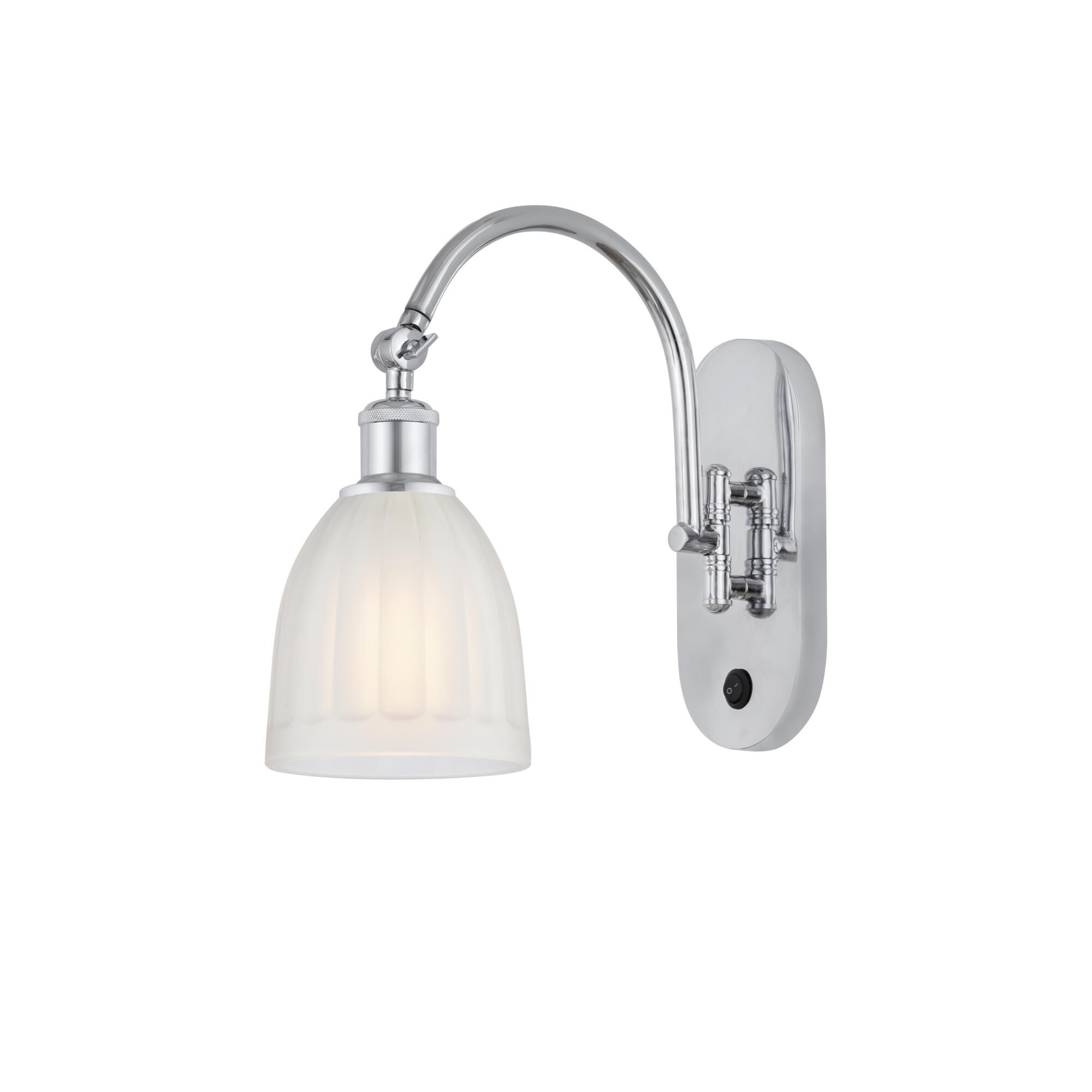 Shown in Polished Chrome finish and White glass