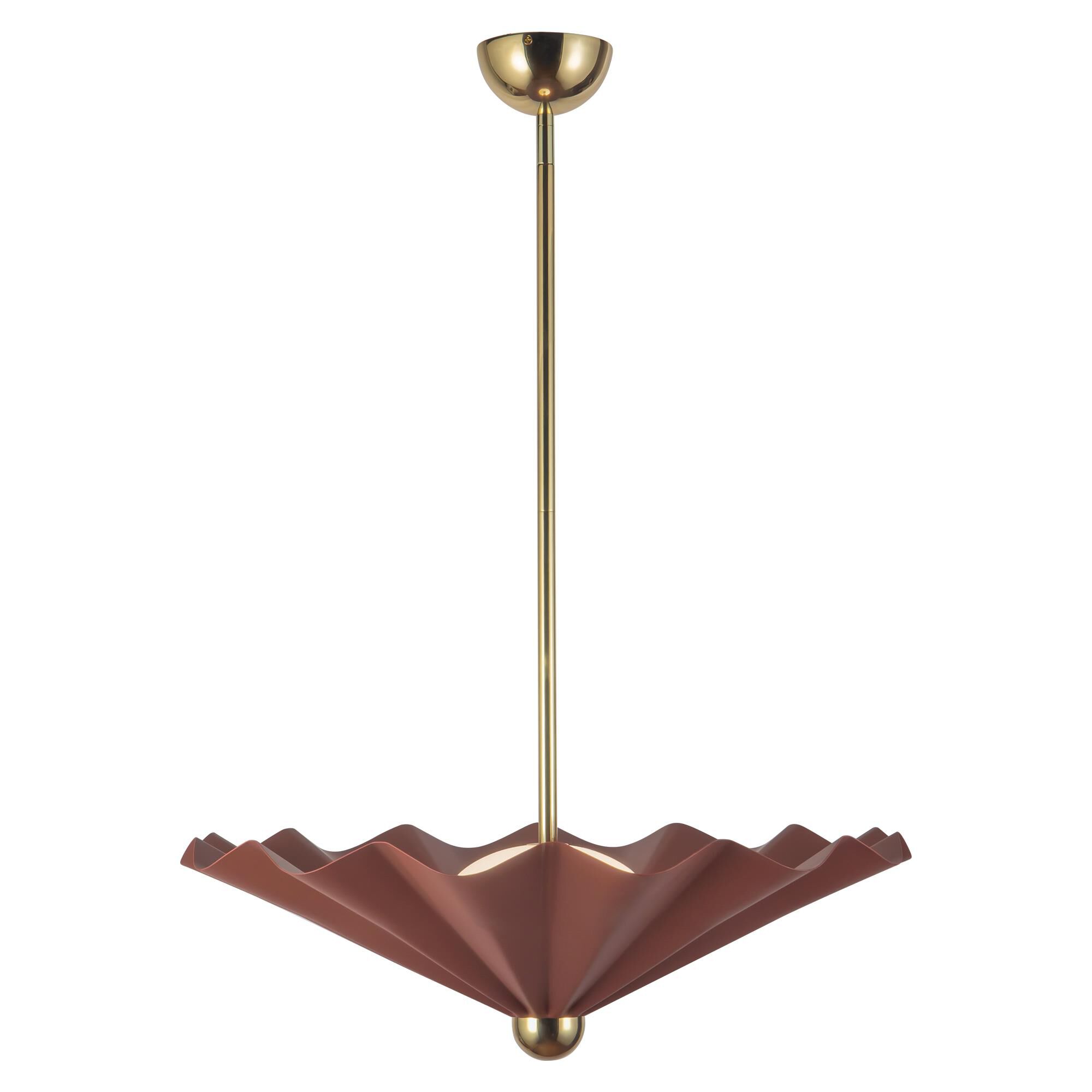 Shown in Burgundy finish and Matte Opal glass