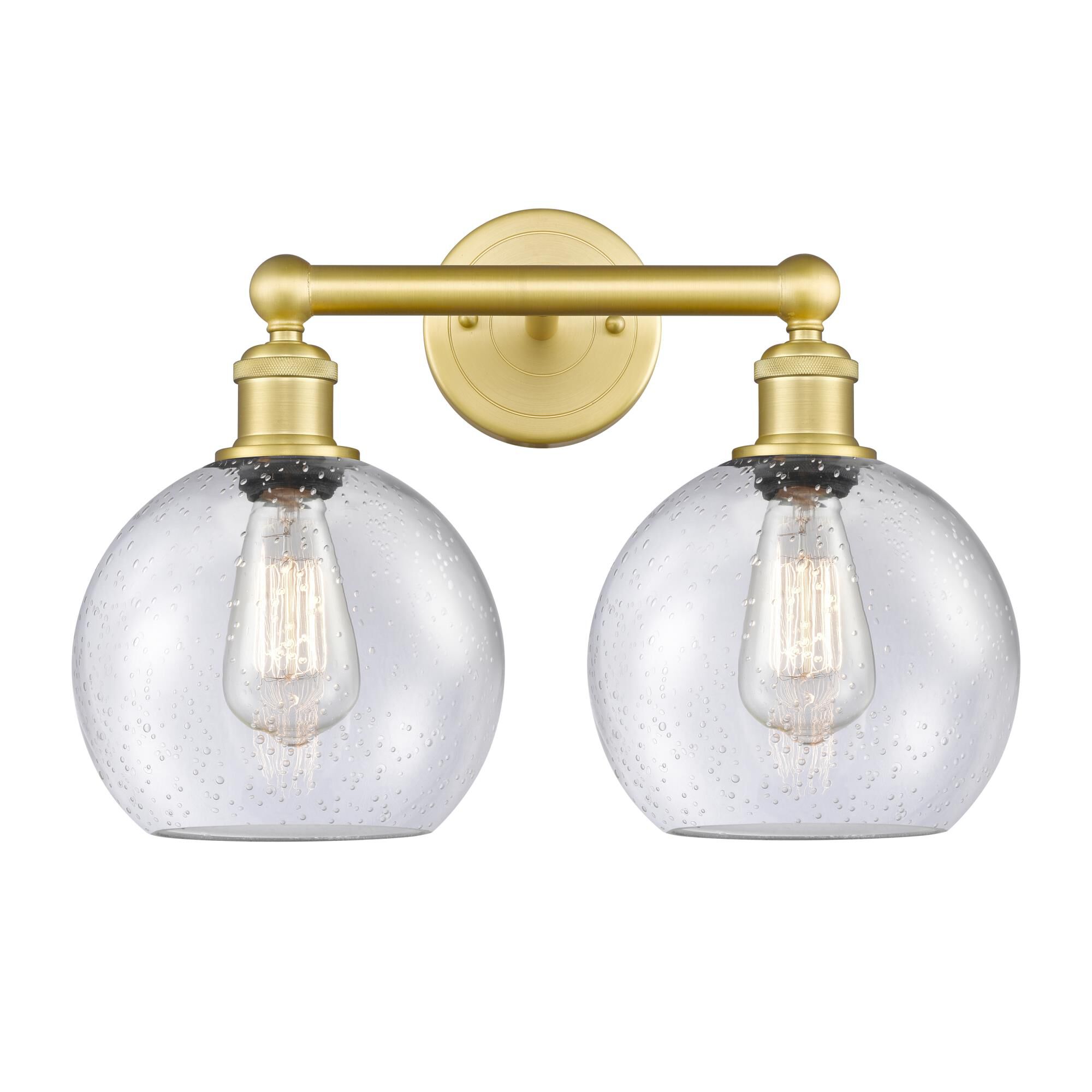 Shown in Satin Gold finish and Seedy glass