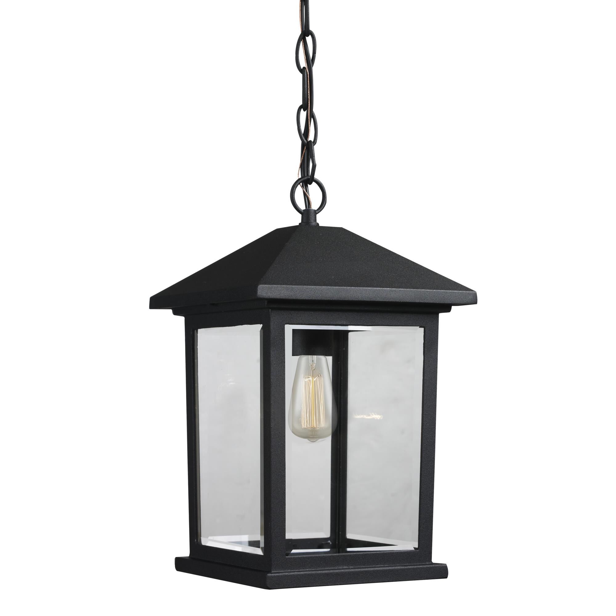 Shown in Black finish and Glass shade