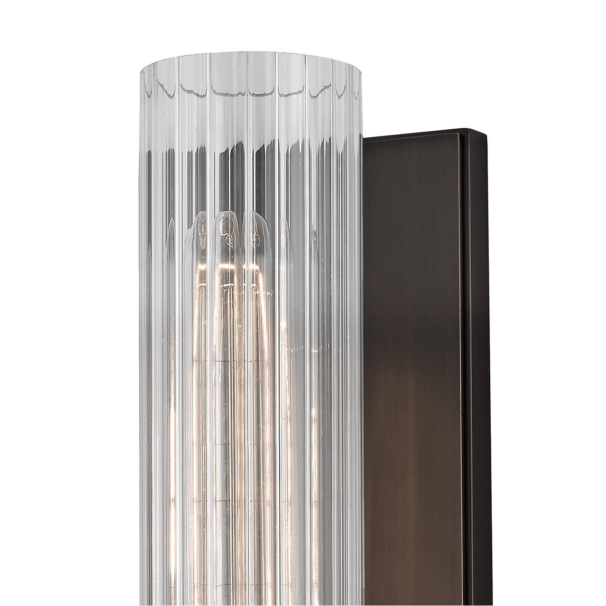 Shown in Old Bronze finish and Clear Ribbed glass