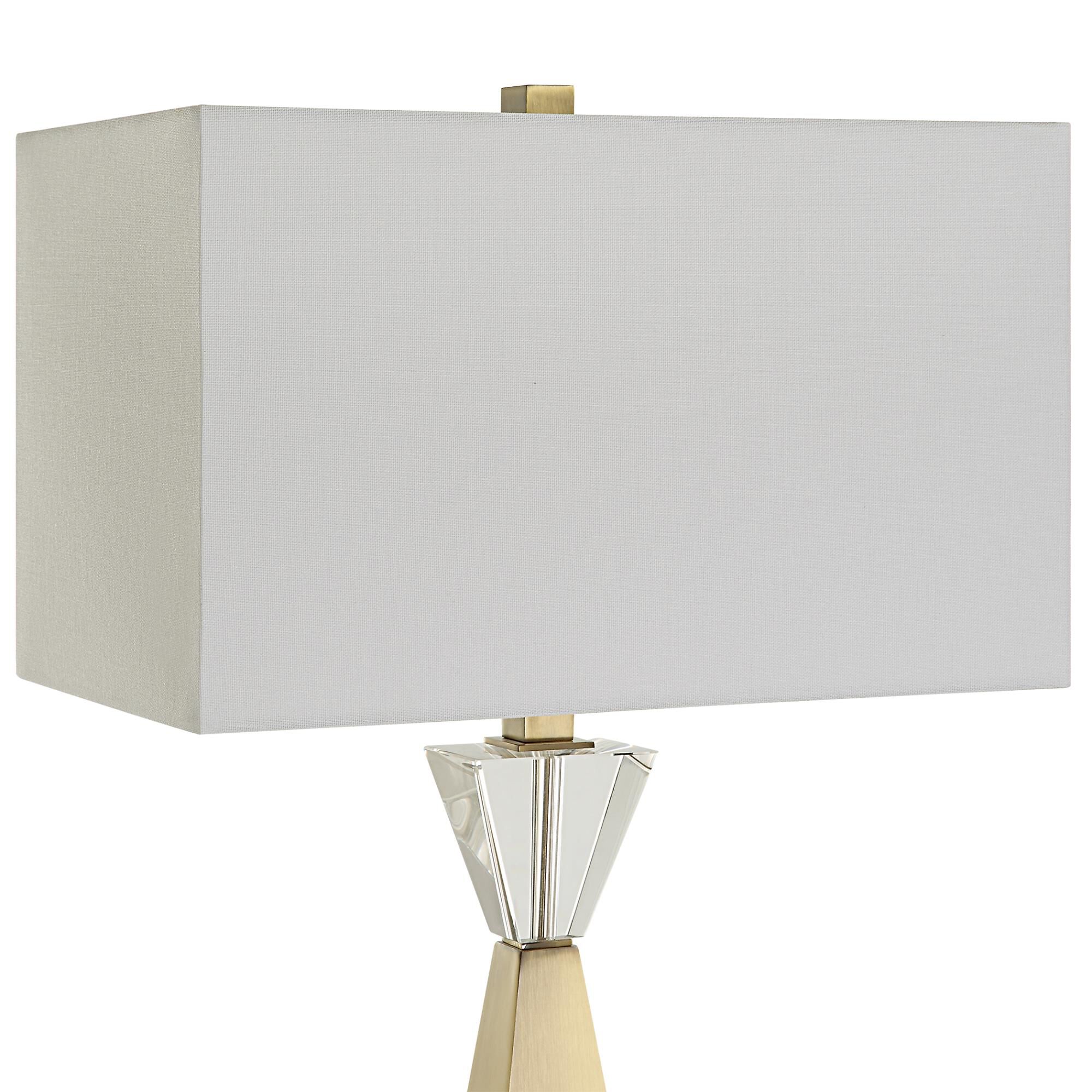 Shown in Contemporary In Design Yet Elegant In Style, This Table Lamp Features A Tapered Iron Base Finish In  finish and Rectangle Drum shade
