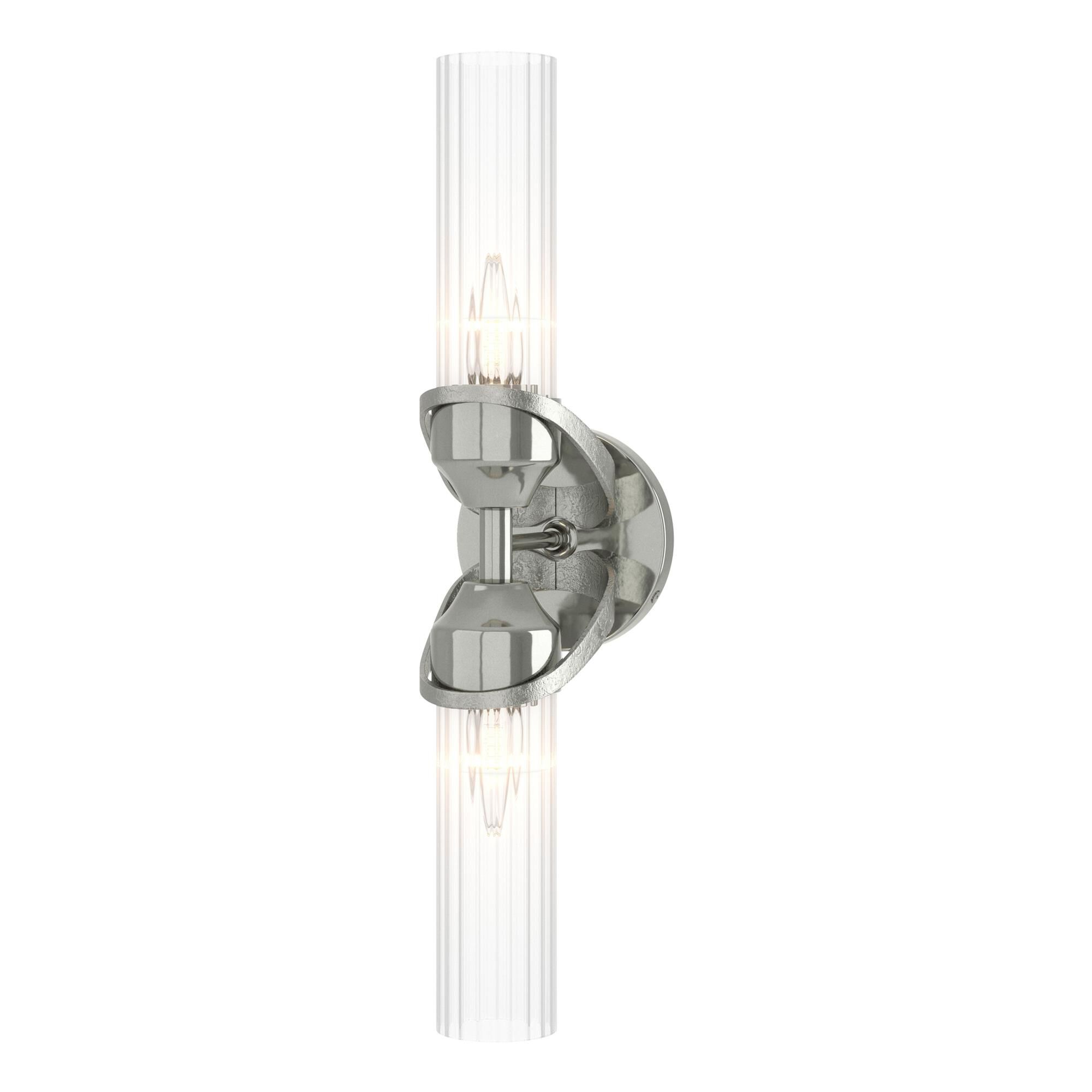 Shown in Sterling finish and Clear Fluted glass