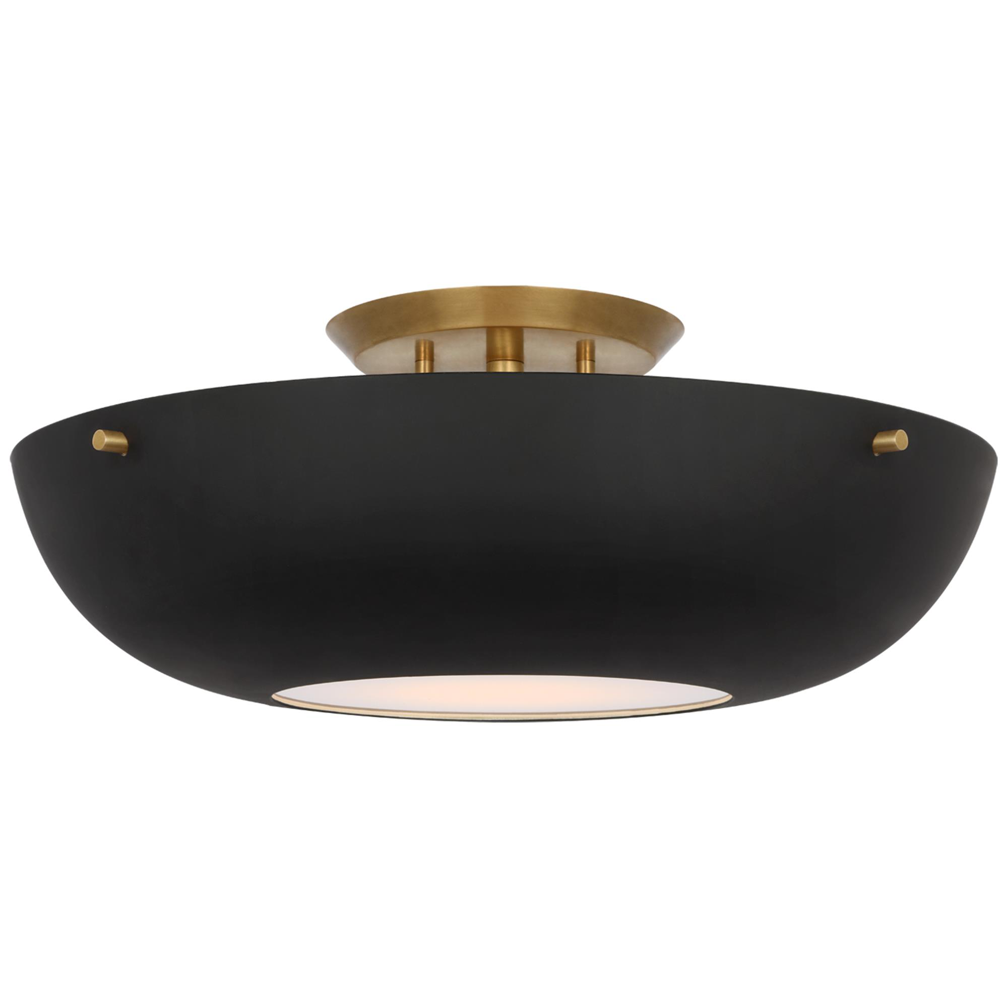 Shown in Hand-Rubbed Antique Brass finish and Black shade