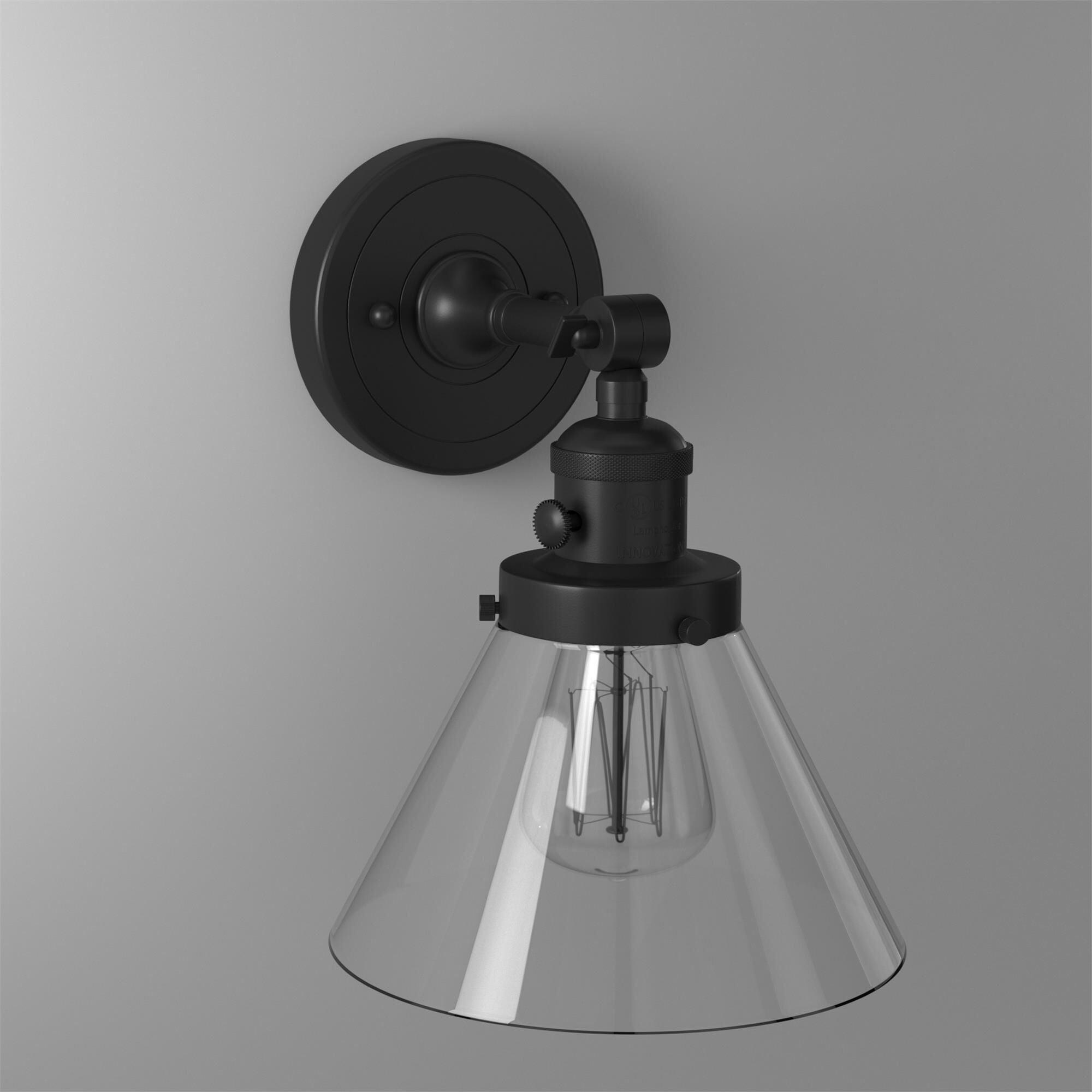 Shown in Matte Black finish and Clear glass and Brushed Satin Nickel shade and No Accent accent