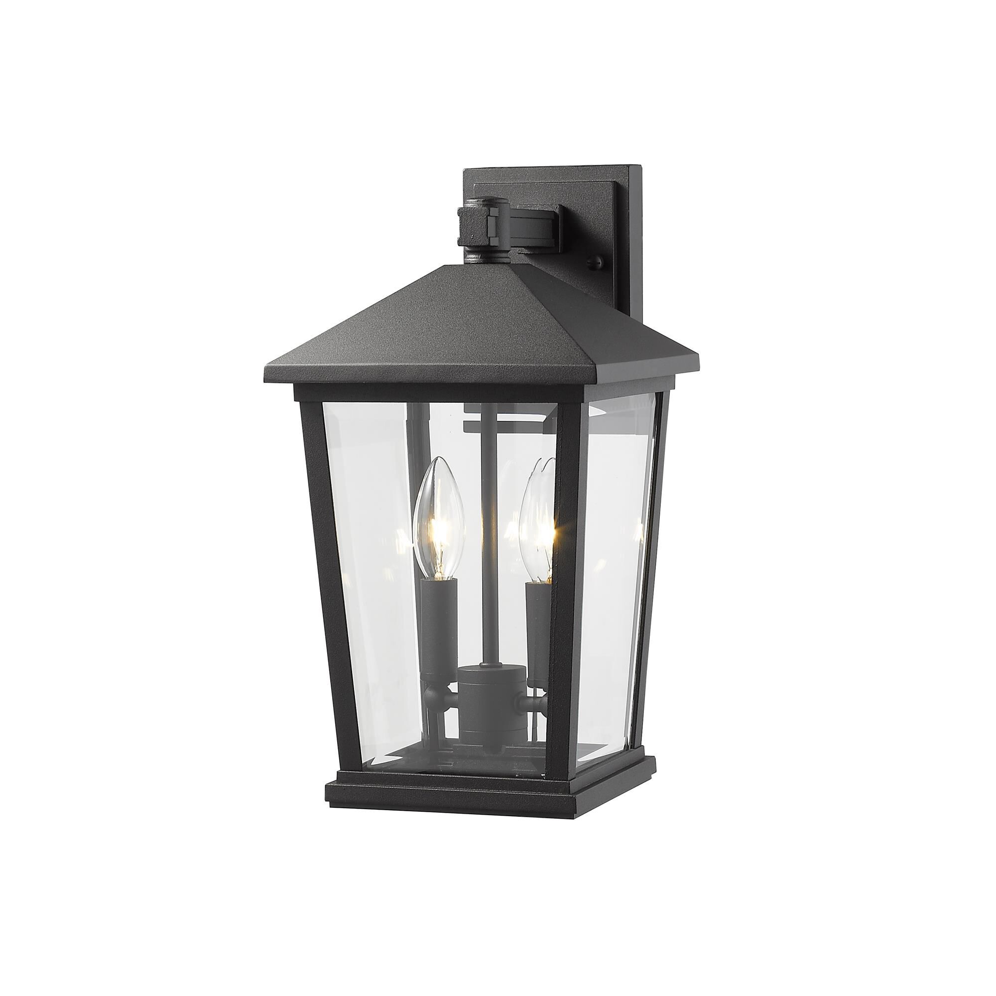 Shown in Black finish and Glass shade